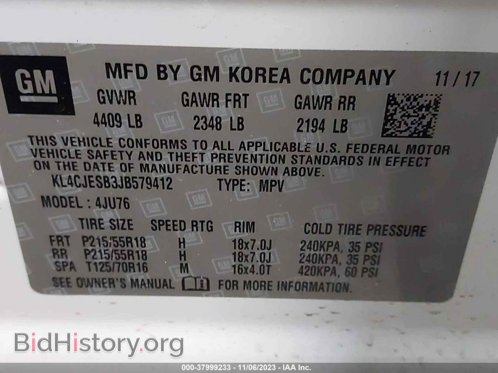 2018 BUICK ENCORE - VIN: KL4CJESB3JB579412 - Фото 9