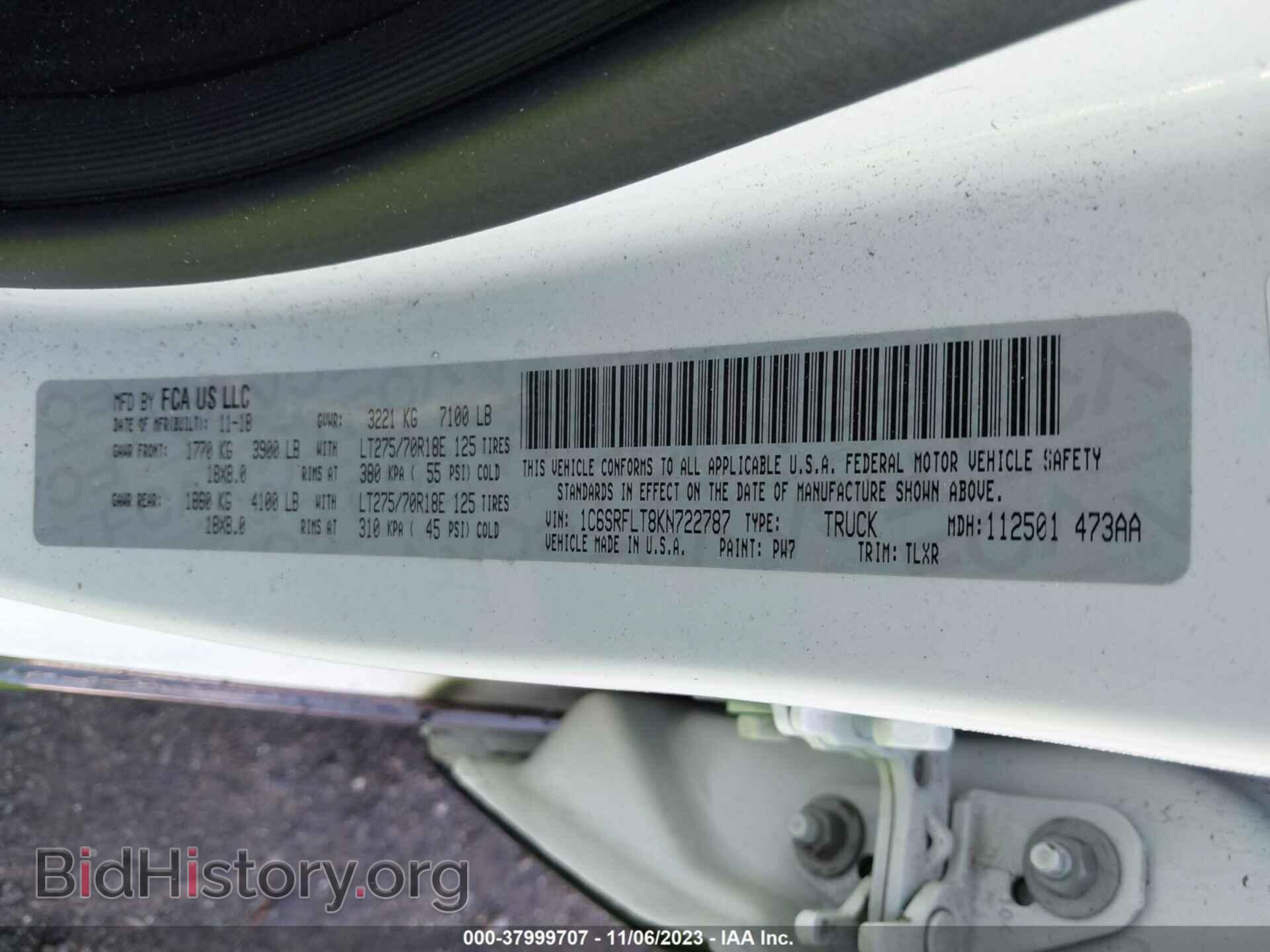 2019 RAM 1500 - VIN: 1C6SRFLT8KN722787 - Фото 9
