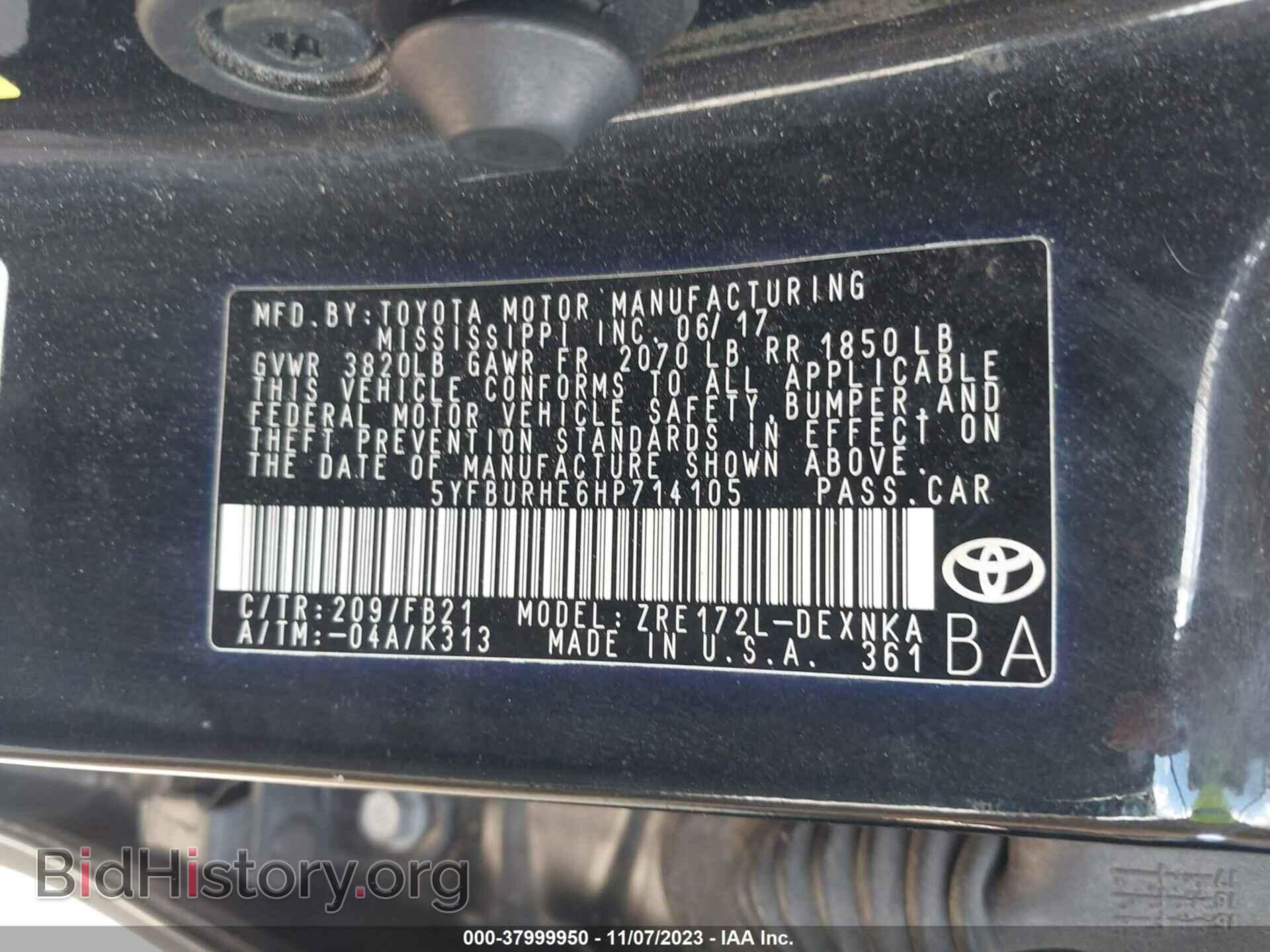 2017 TOYOTA COROLLA - VIN: 5YFBURHE6HP714105 - Фото 9