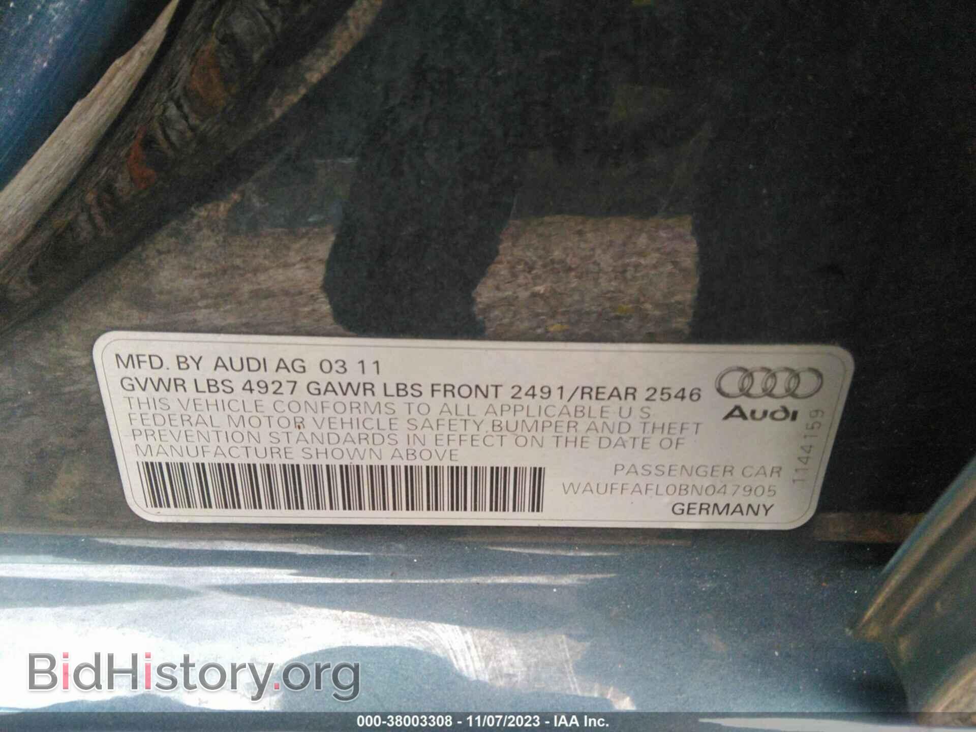 2011 AUDI A4 - VIN: WAUFFAFL0BN047905 - Фото 9