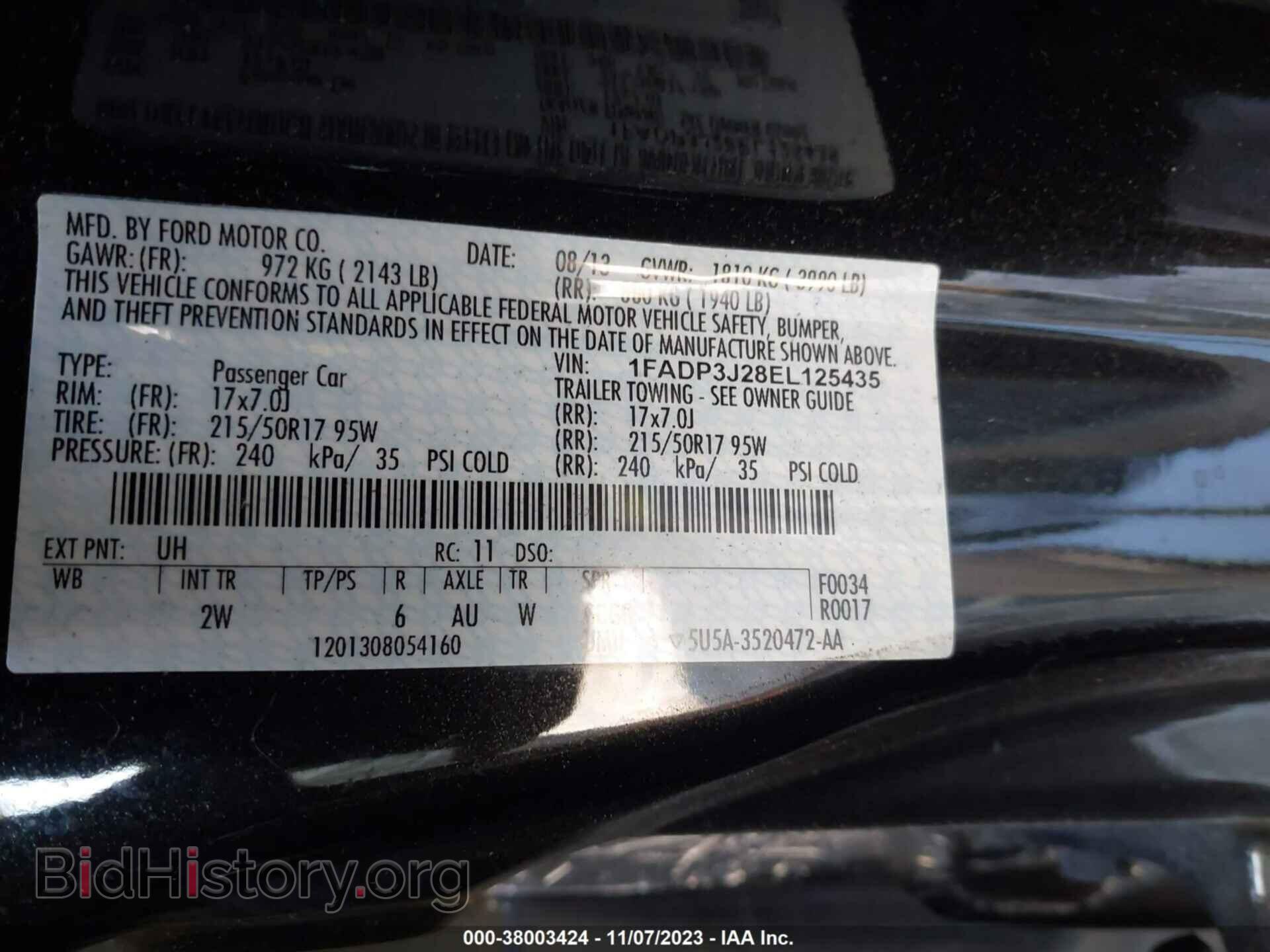 2014 FORD FOCUS - VIN: 1FADP3J28EL125435 - Фото 9