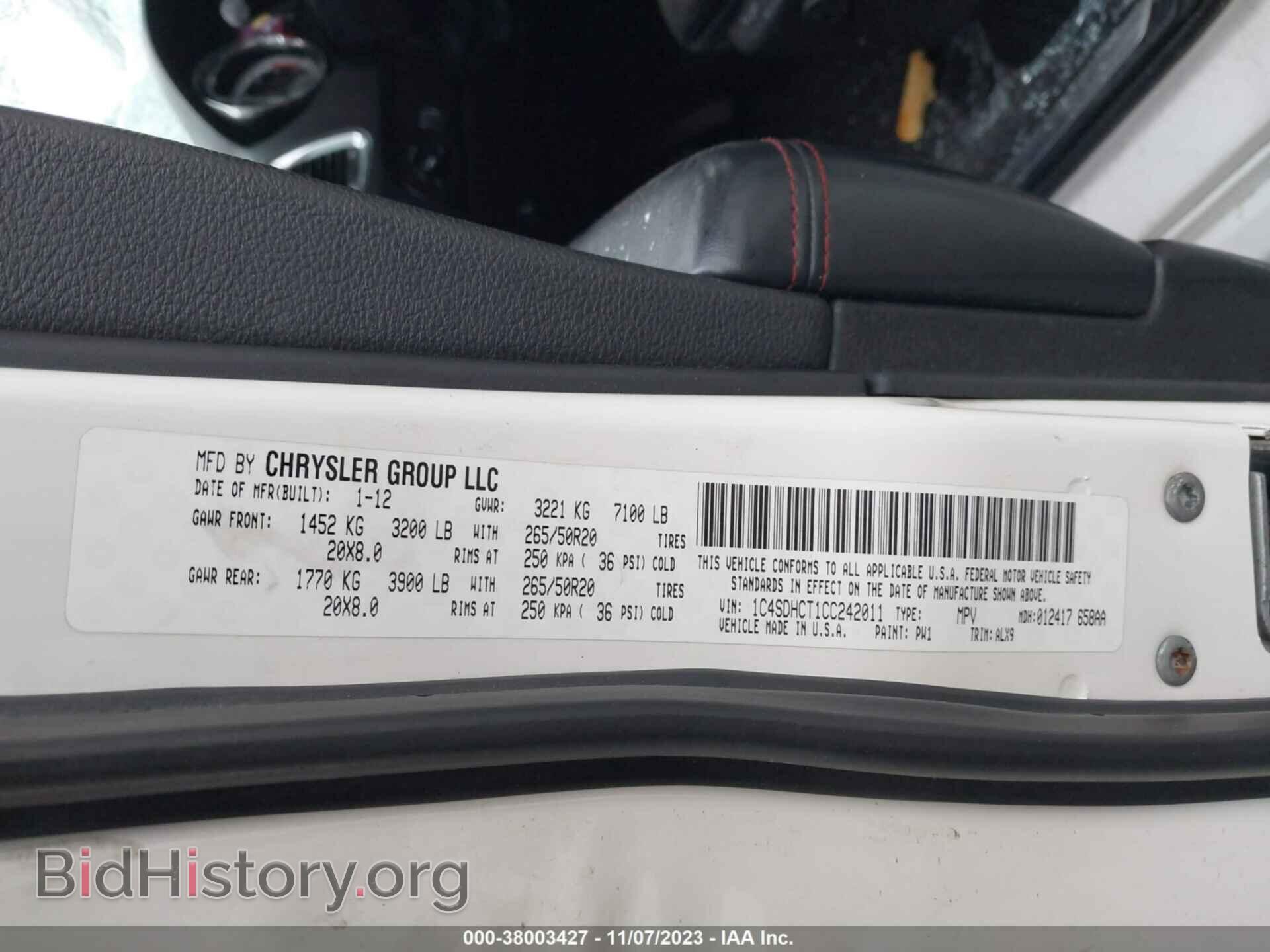 2012 DODGE DURANGO - VIN: 1C4SDHCT1CC242011 - Photo 9