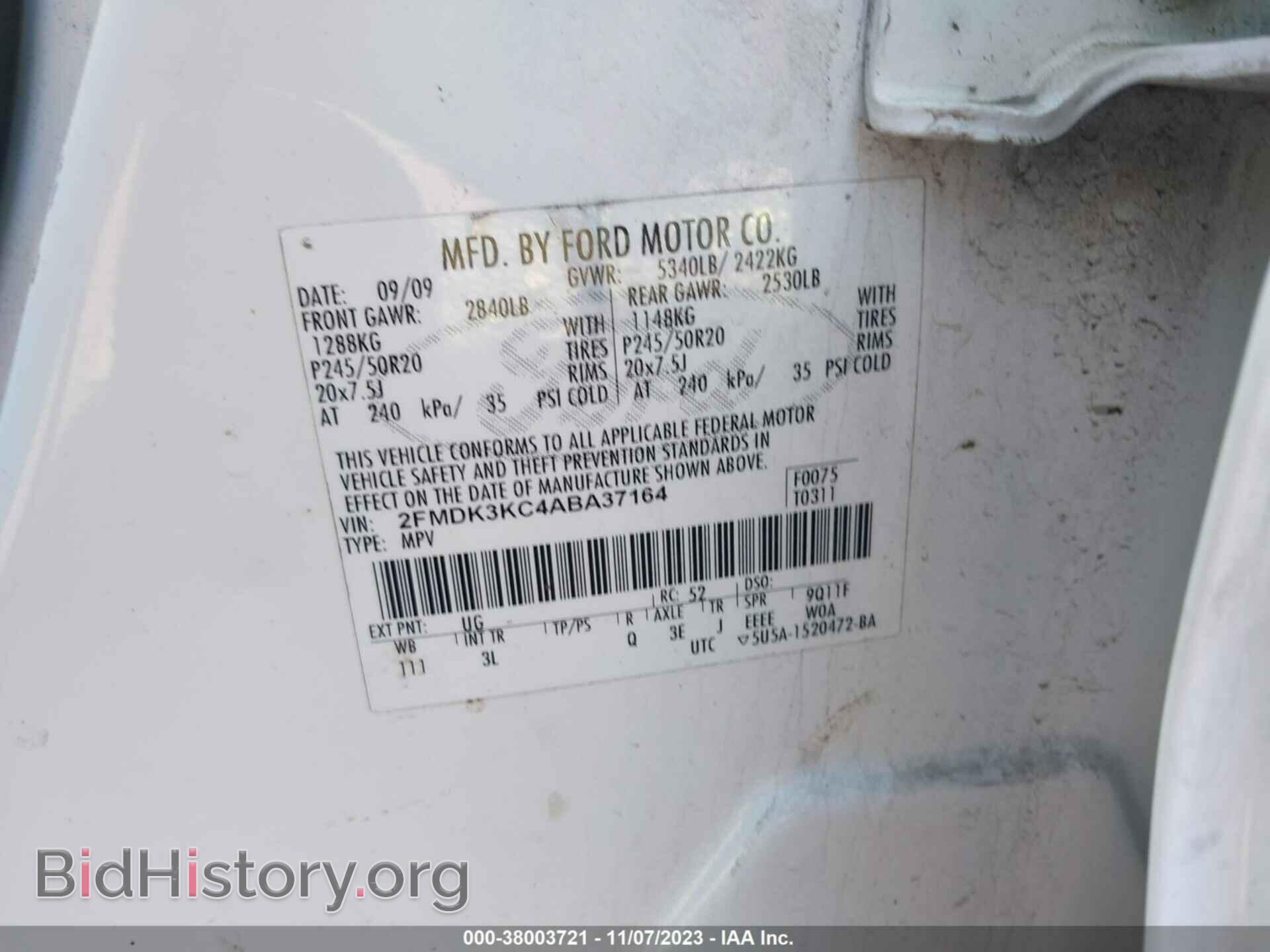 2010 FORD EDGE - VIN: 2FMDK3KC4ABA37164 - Photo 9