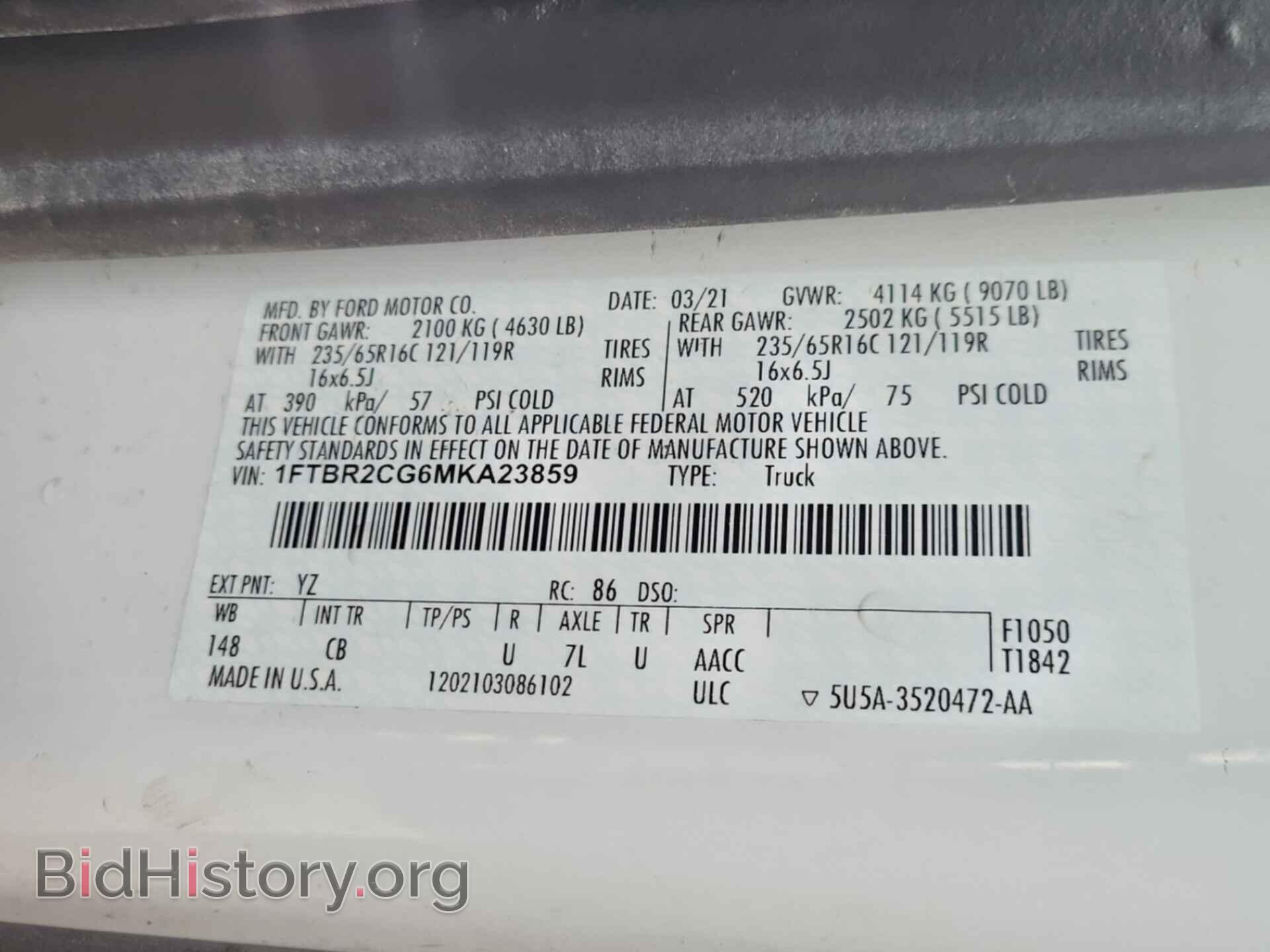 2021 FORD TRANSIT - VIN: 1FTBR2CG6MKA23859 - Photo 29