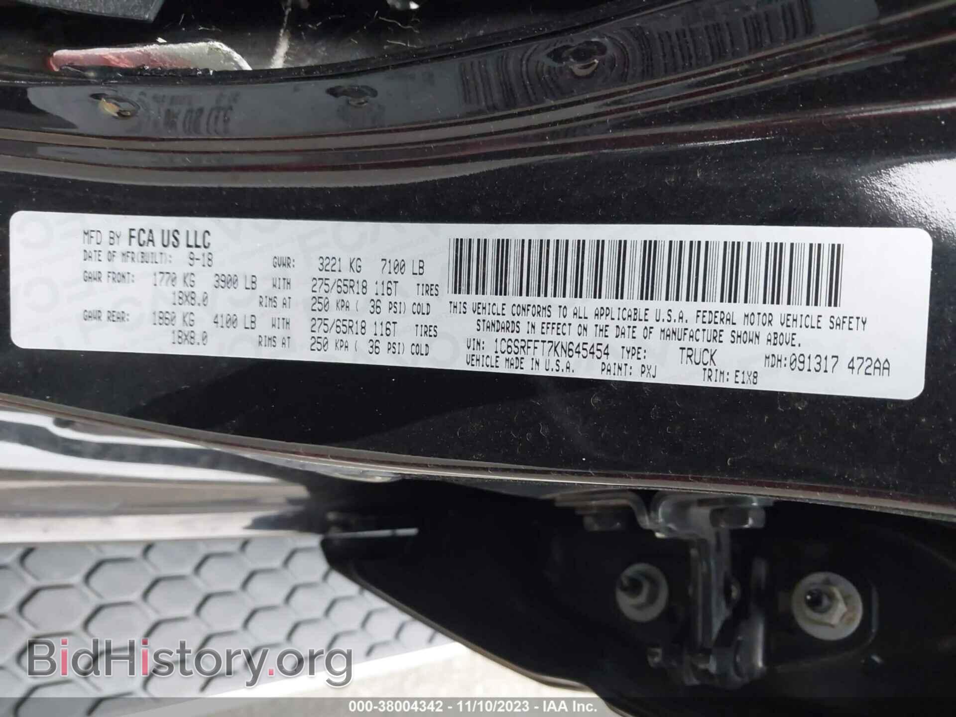 2019 RAM 1500 - VIN: 1C6SRFFT7KN645454 - Фото 9