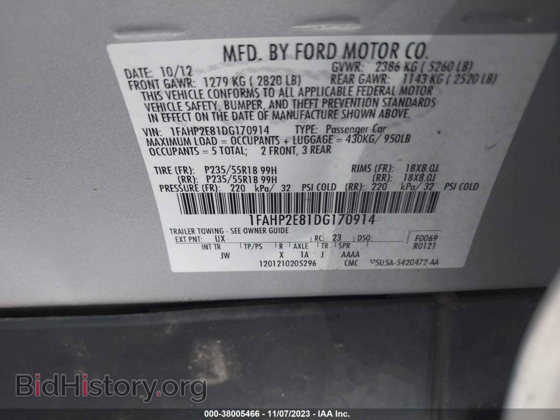 2013 FORD TAURUS - VIN: 1FAHP2E81DG170914 - Photo 9