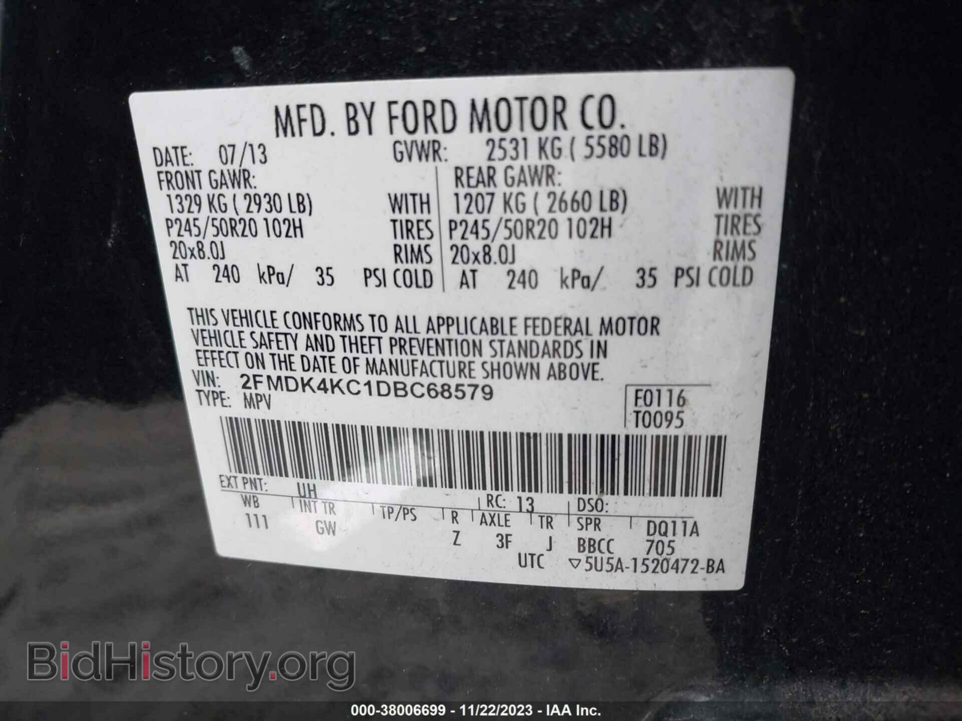 2013 FORD EDGE - VIN: 2FMDK4KC1DBC68579 - Photo 9