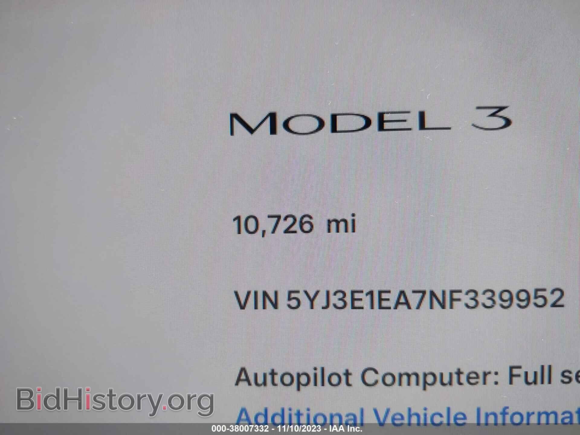 2022 TESLA MODEL 3 - VIN: 5YJ3E1EA7NF339952 - Фото 7
