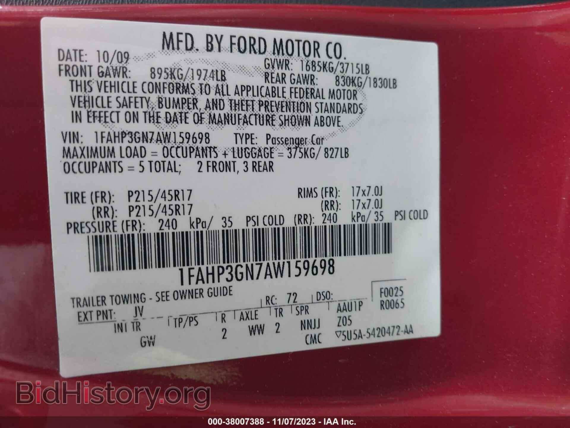 2010 FORD FOCUS - VIN: 1FAHP3GN7AW159698 - Фото 9