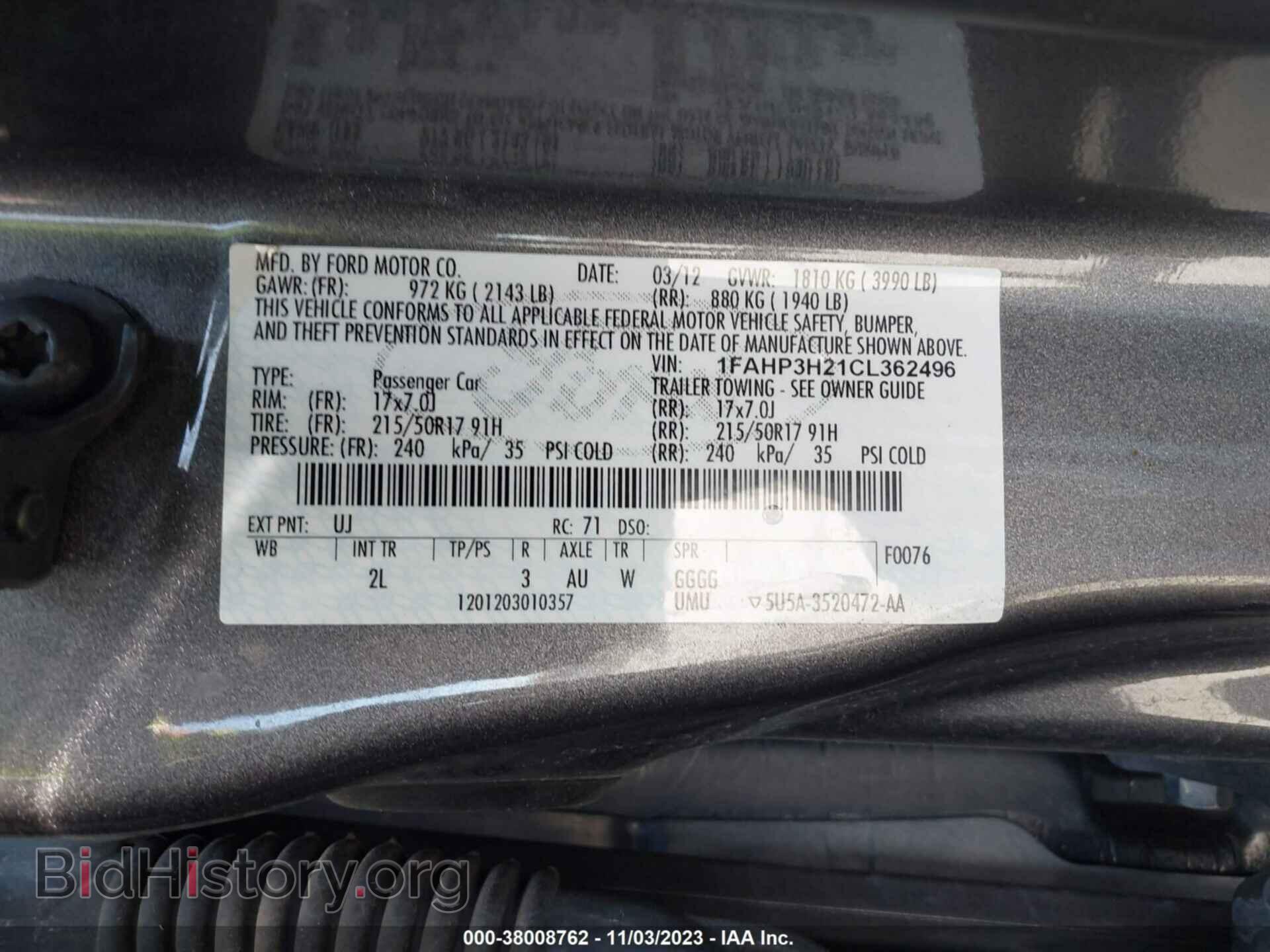 2012 FORD FOCUS - VIN: 1FAHP3H21CL362496 - Фото 9