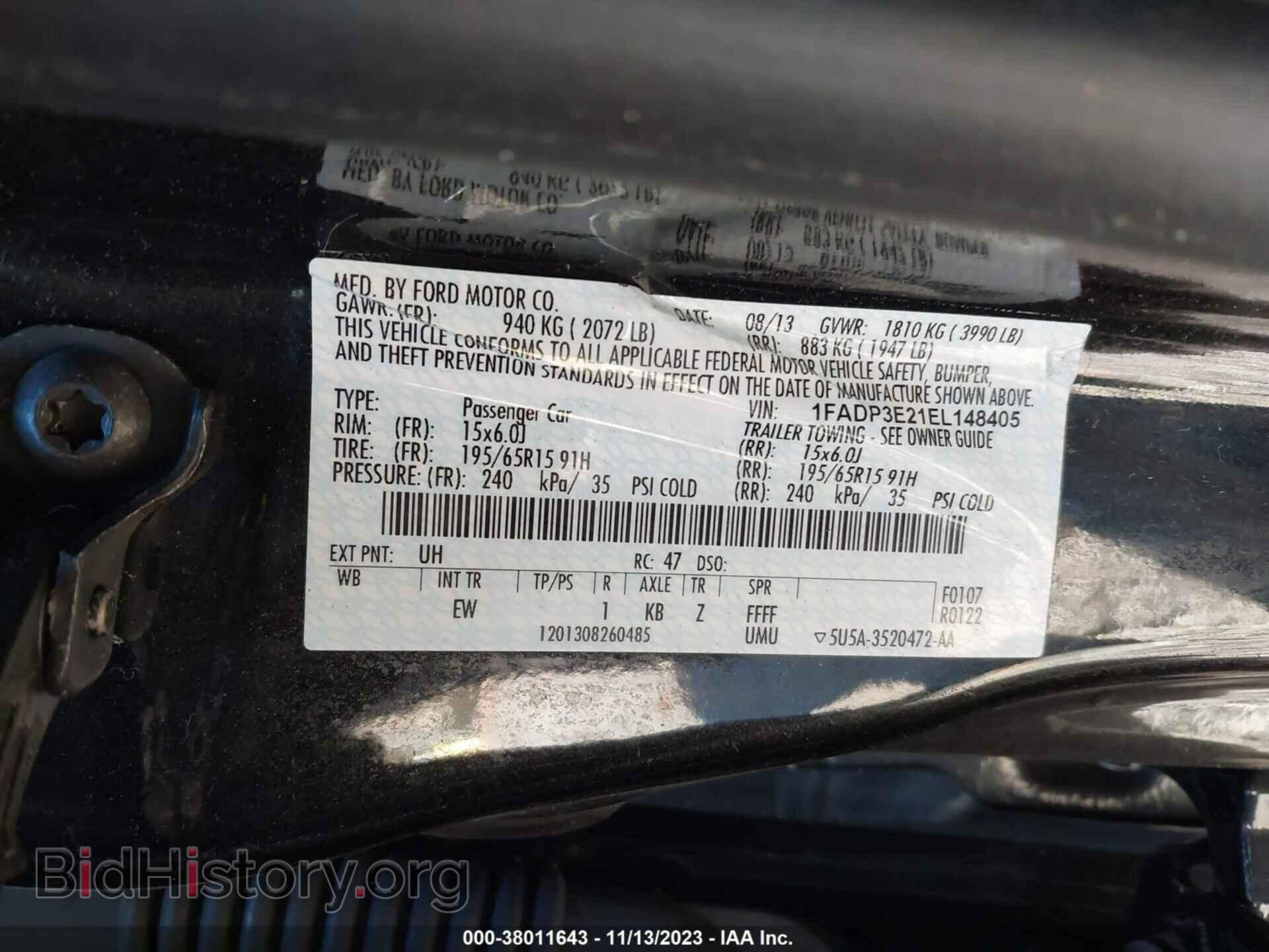 2014 FORD FOCUS - VIN: 1FADP3E21EL148405 - Фото 9