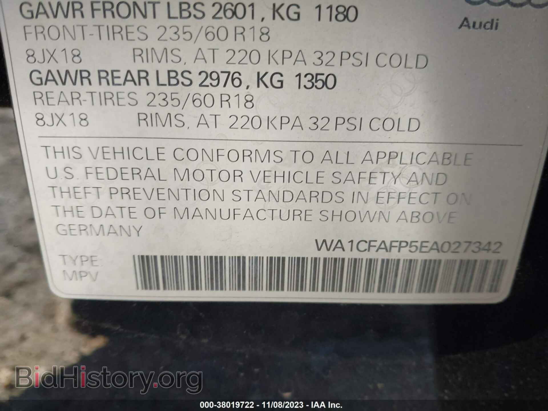 2014 AUDI Q5 - VIN: WA1CFAFP5EA027342 - Photo 9