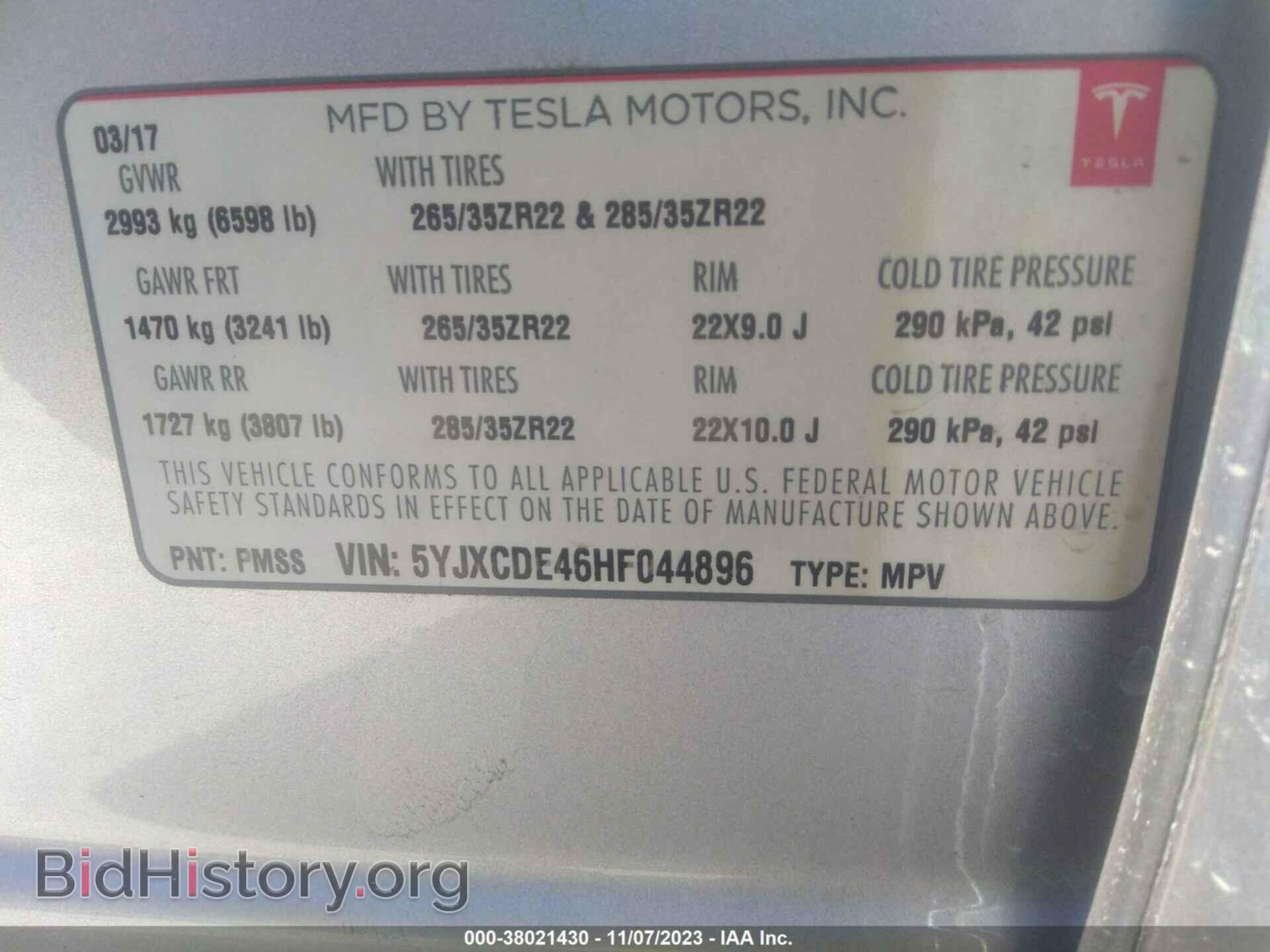 2017 TESLA MODEL X - VIN: 5YJXCDE46HF044896 - Photo 9
