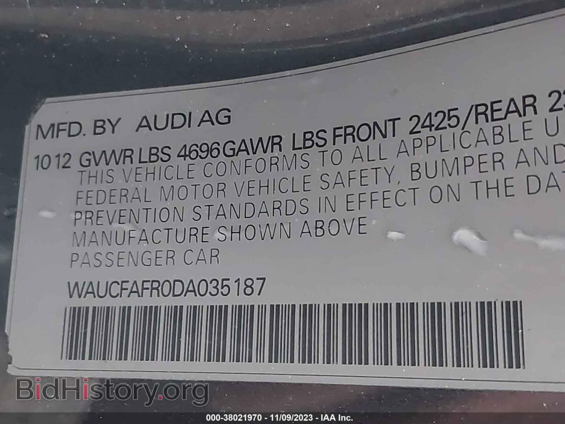 2013 AUDI A5 - VIN: WAUCFAFR0DA035187 - Фото 9