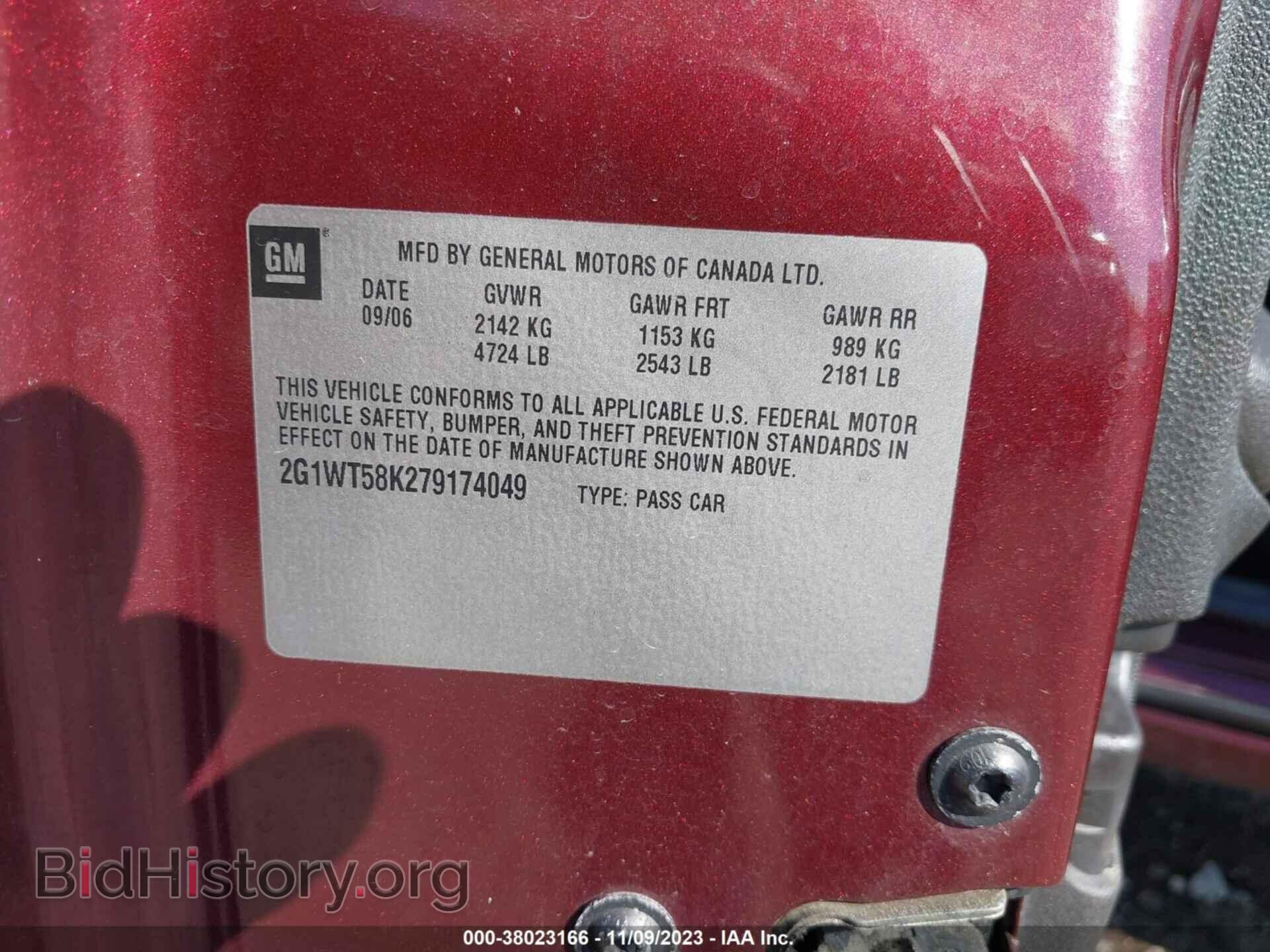 2007 CHEVROLET IMPALA - VIN: 2G1WT58K279174049 - Фото 9