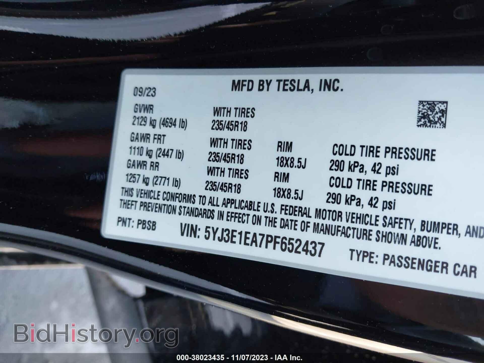 2023 TESLA MODEL 3 - VIN: 5YJ3E1EA7PF652437 - Фото 9