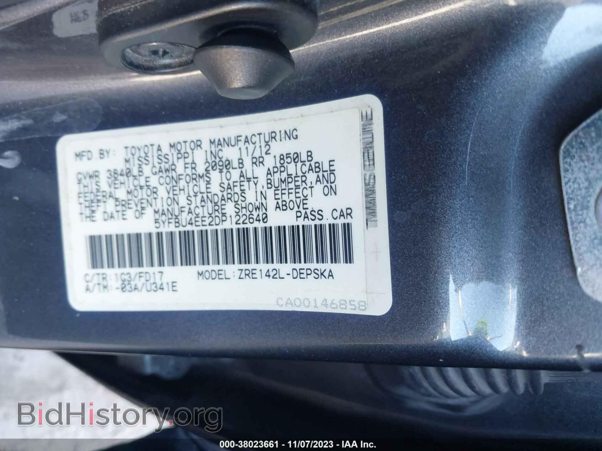 2013 TOYOTA COROLLA - VIN: 5YFBU4EE2DP122640 - Фото 9