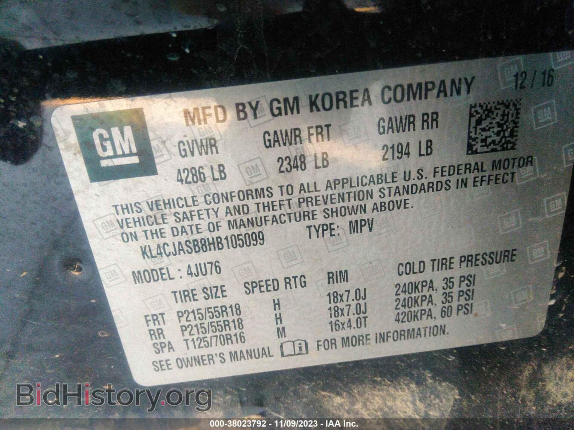 2017 BUICK ENCORE - VIN: KL4CJASB8HB105099 - Photo 9