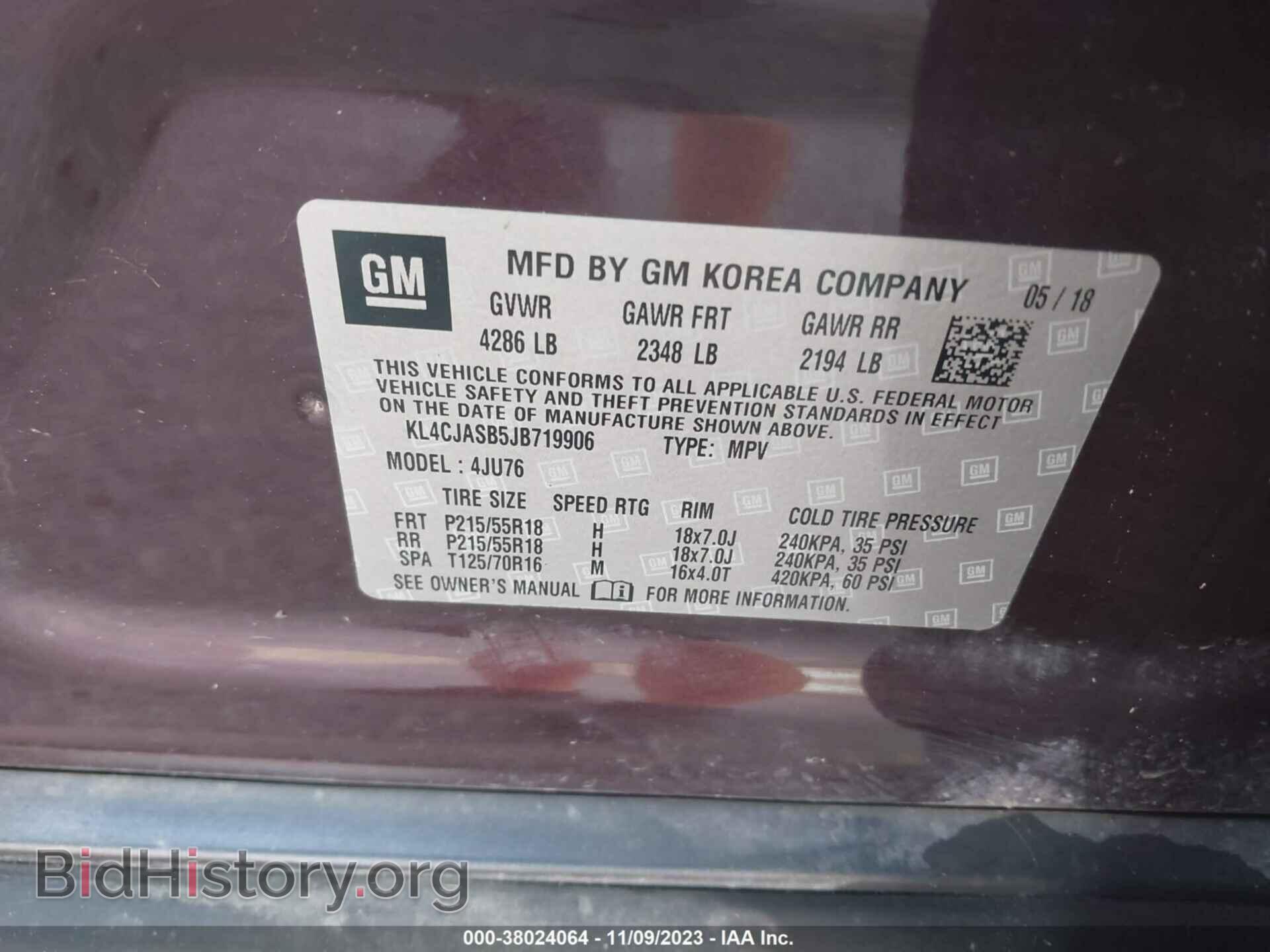 2018 BUICK ENCORE - VIN: KL4CJASB5JB719906 - Фото 9