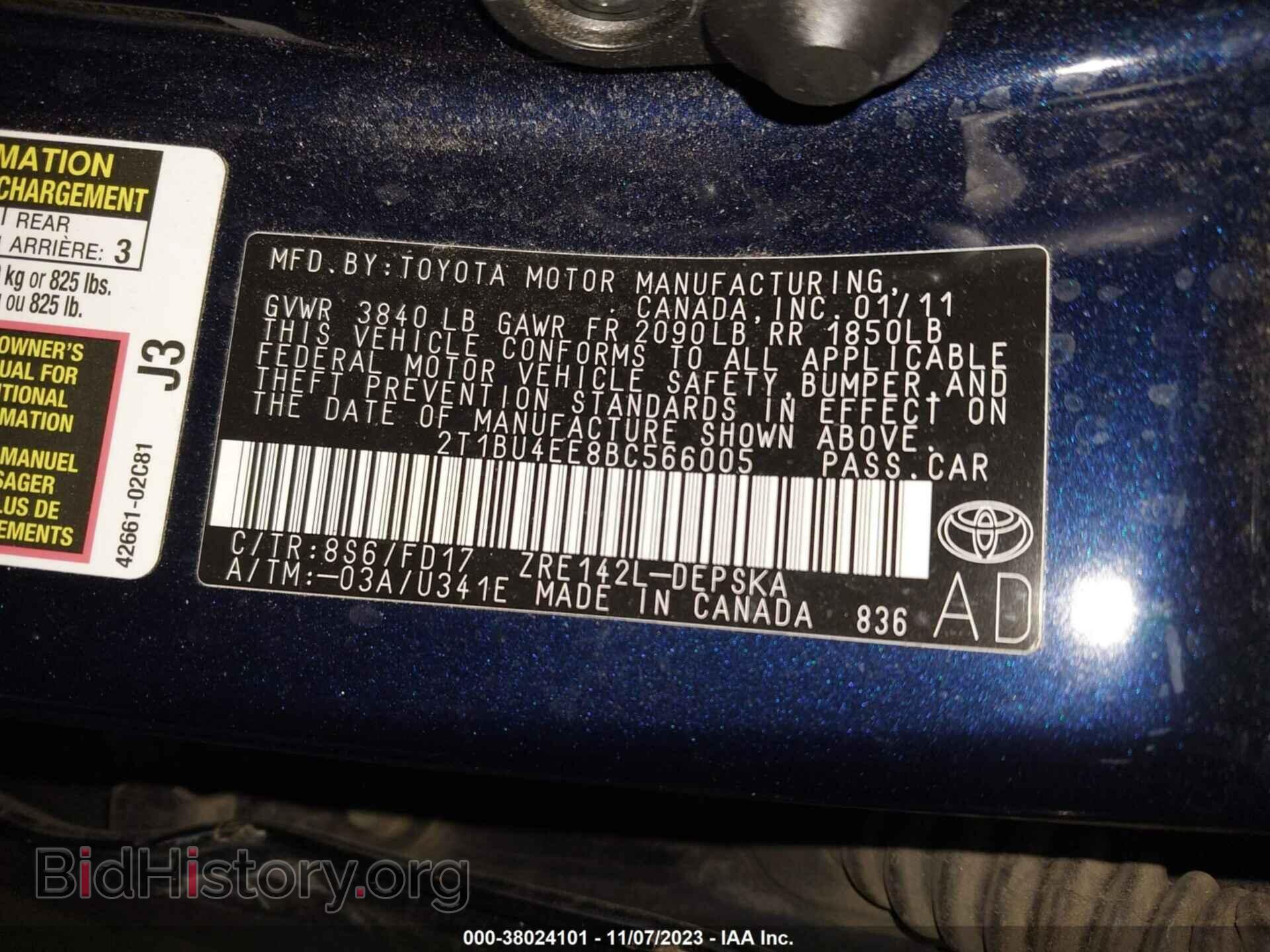 2011 TOYOTA COROLLA - VIN: 2T1BU4EE8BC566005 - Фото 9