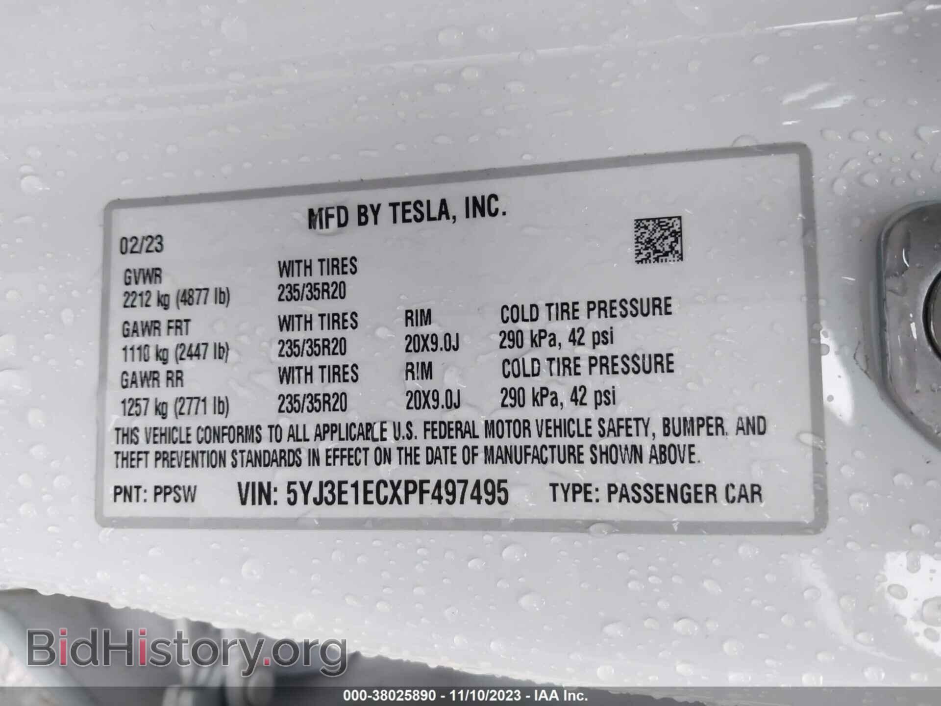 2023 TESLA MODEL 3 - VIN: 5YJ3E1ECXPF497495 - Фото 9