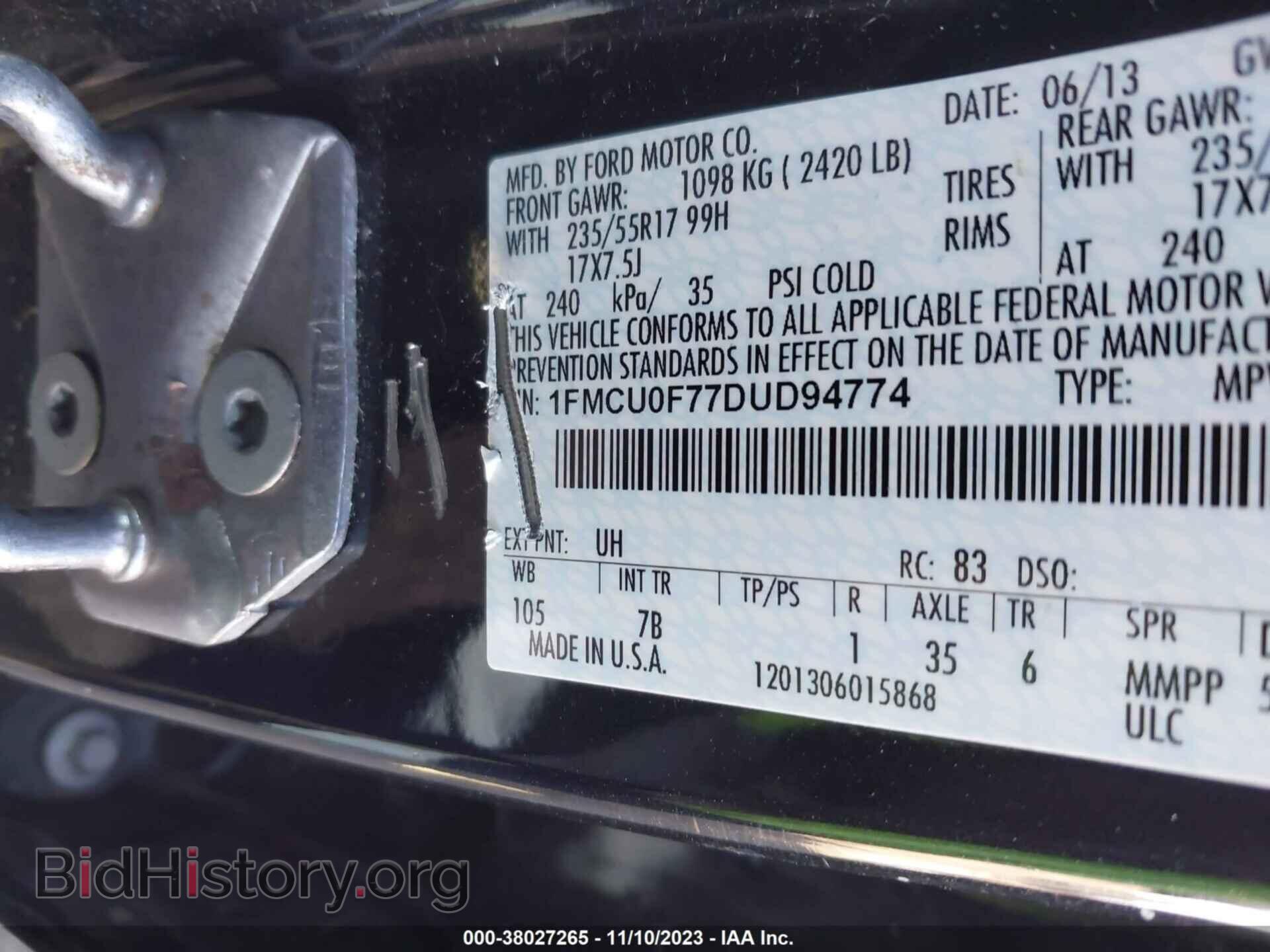 2013 FORD ESCAPE - VIN: 1FMCU0F77DUD94774 - Photo 9
