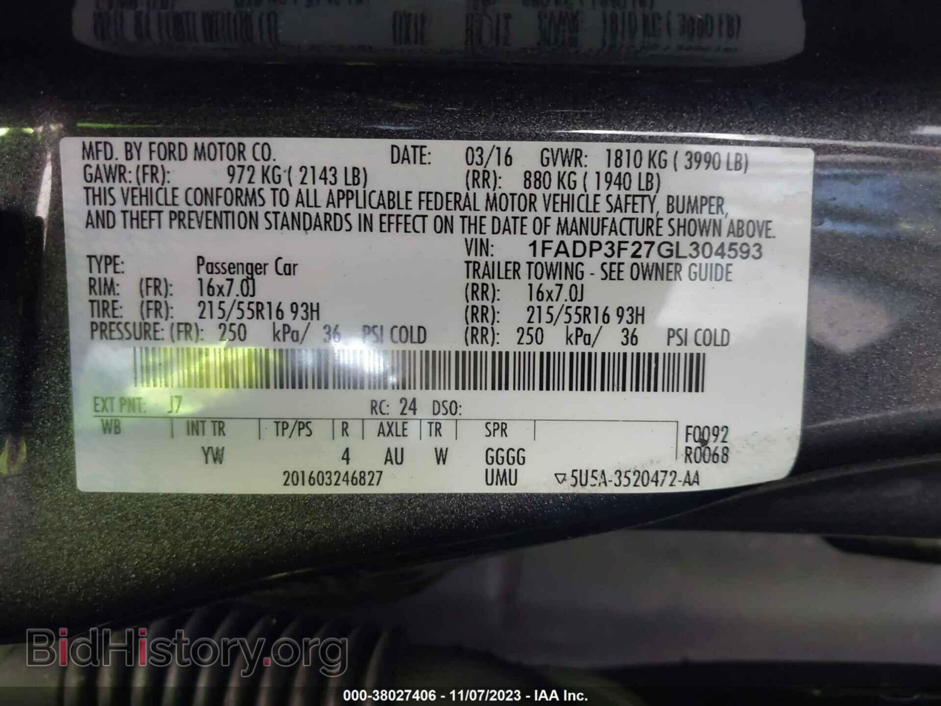 2016 FORD FOCUS - VIN: 1FADP3F27GL304593 - Фото 9