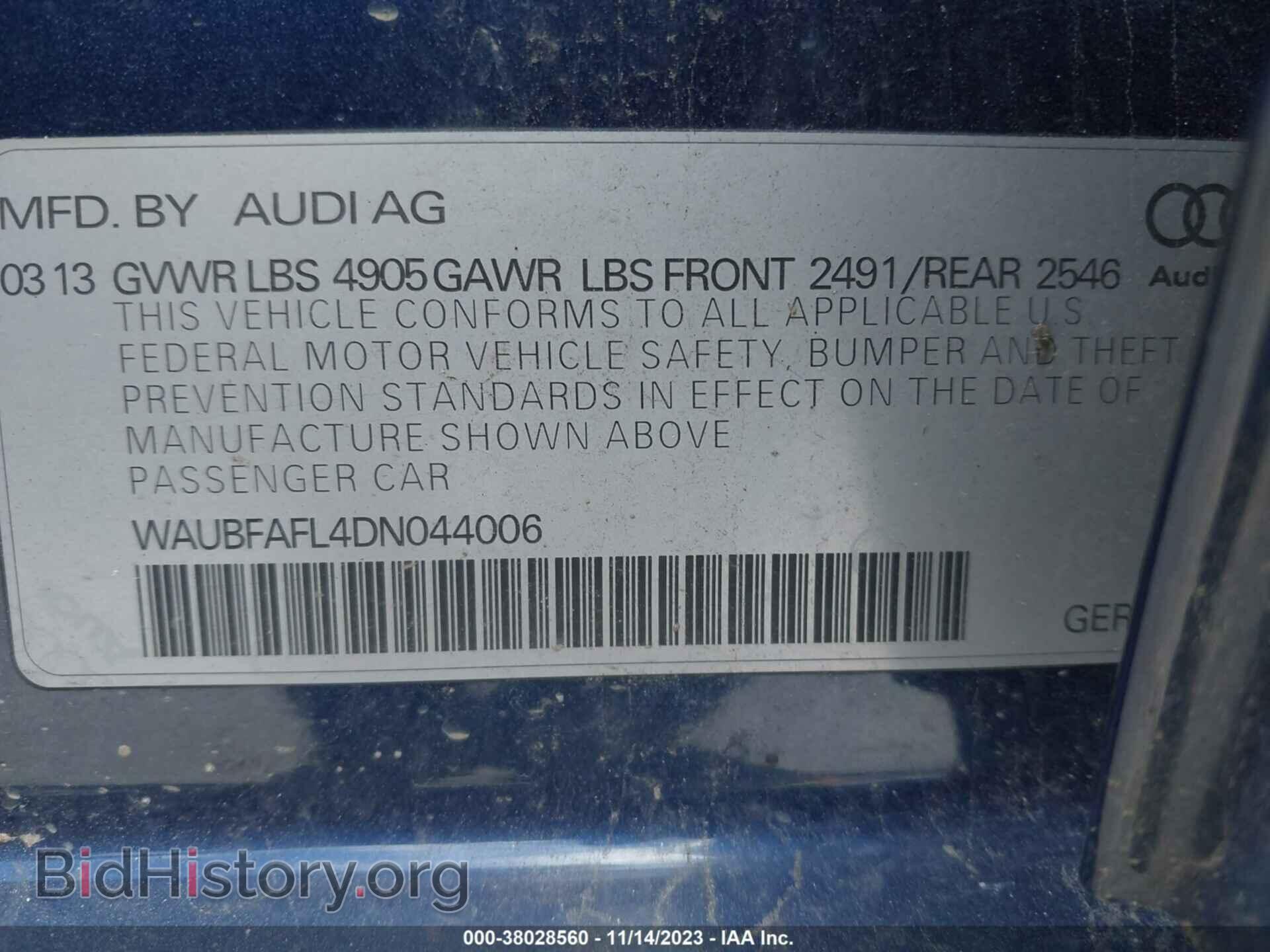 2013 AUDI A4 - VIN: WAUBFAFL4DN044006 - Photo 9
