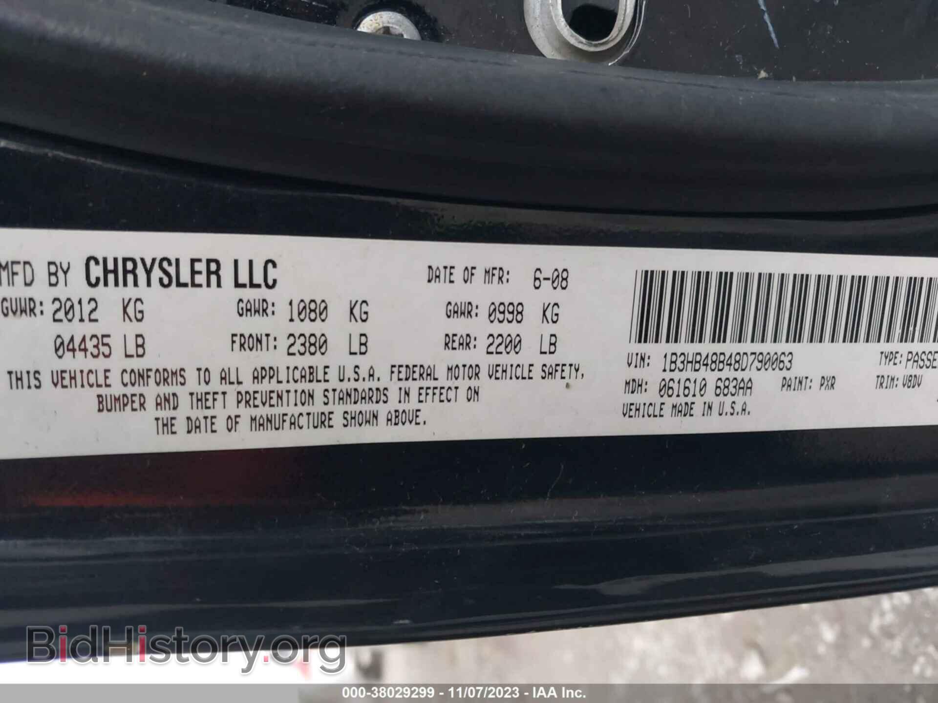2008 DODGE CALIBER - VIN: 1B3HB48B48D790063 - Фото 9