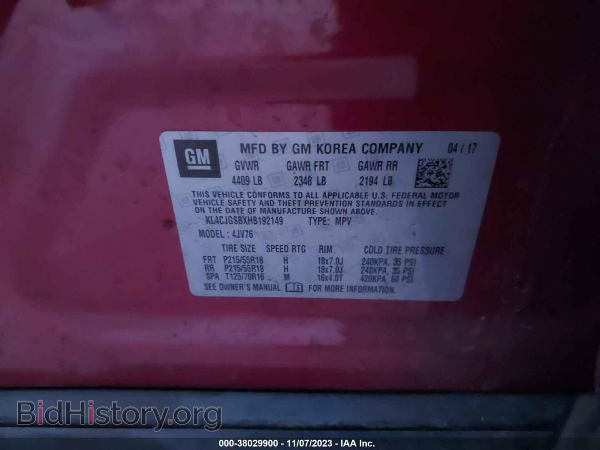 2017 BUICK ENCORE - VIN: KL4CJGSBXHB192149 - Фото 9