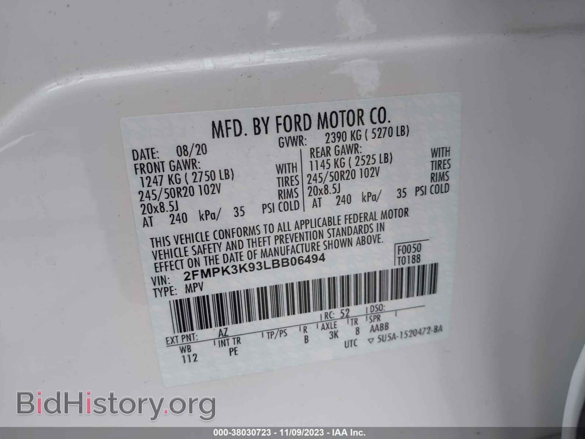 2020 FORD EDGE - VIN: 2FMPK3K93LBB06494 - Фото 9
