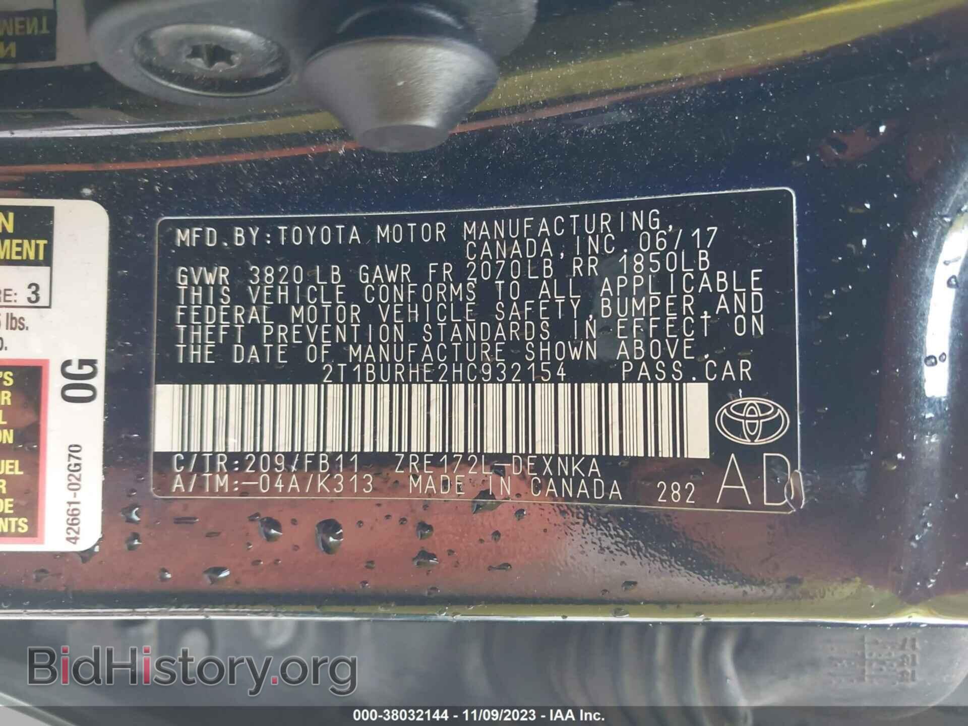 2017 TOYOTA COROLLA - VIN: 2T1BURHE2HC932154 - Photo 9