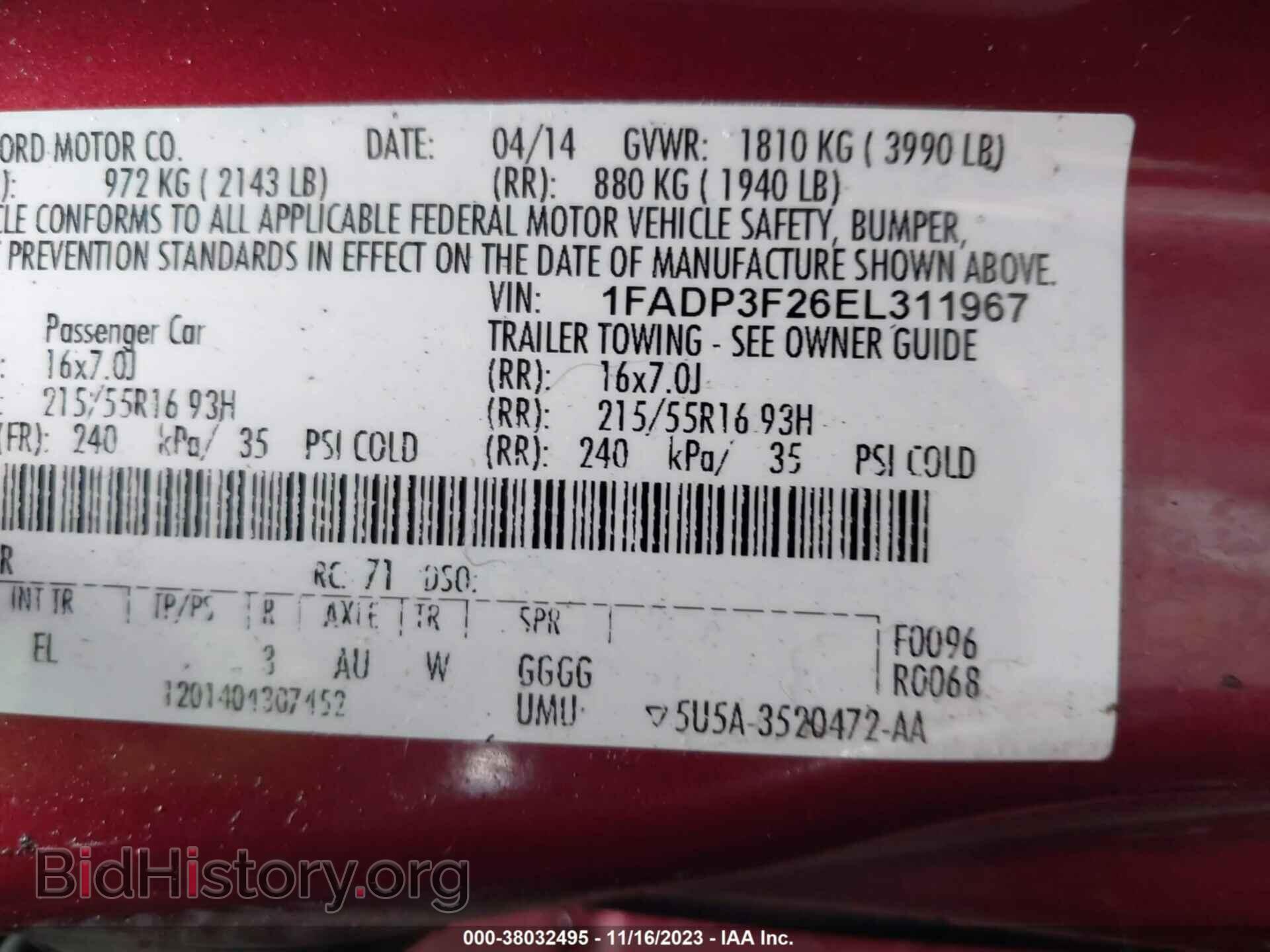 2014 FORD FOCUS - VIN: 1FADP3F26EL311967 - Фото 9