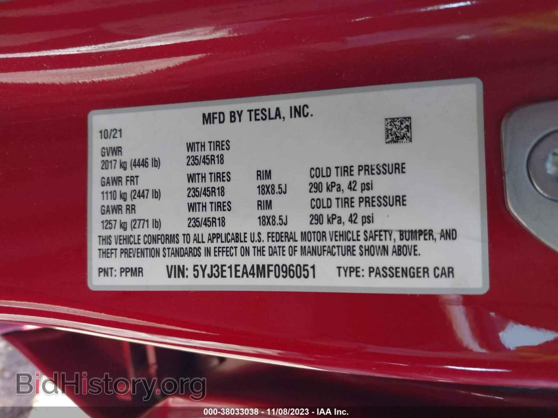 2021 TESLA MODEL 3 - VIN: 5YJ3E1EA4MF096051 - Фото 9