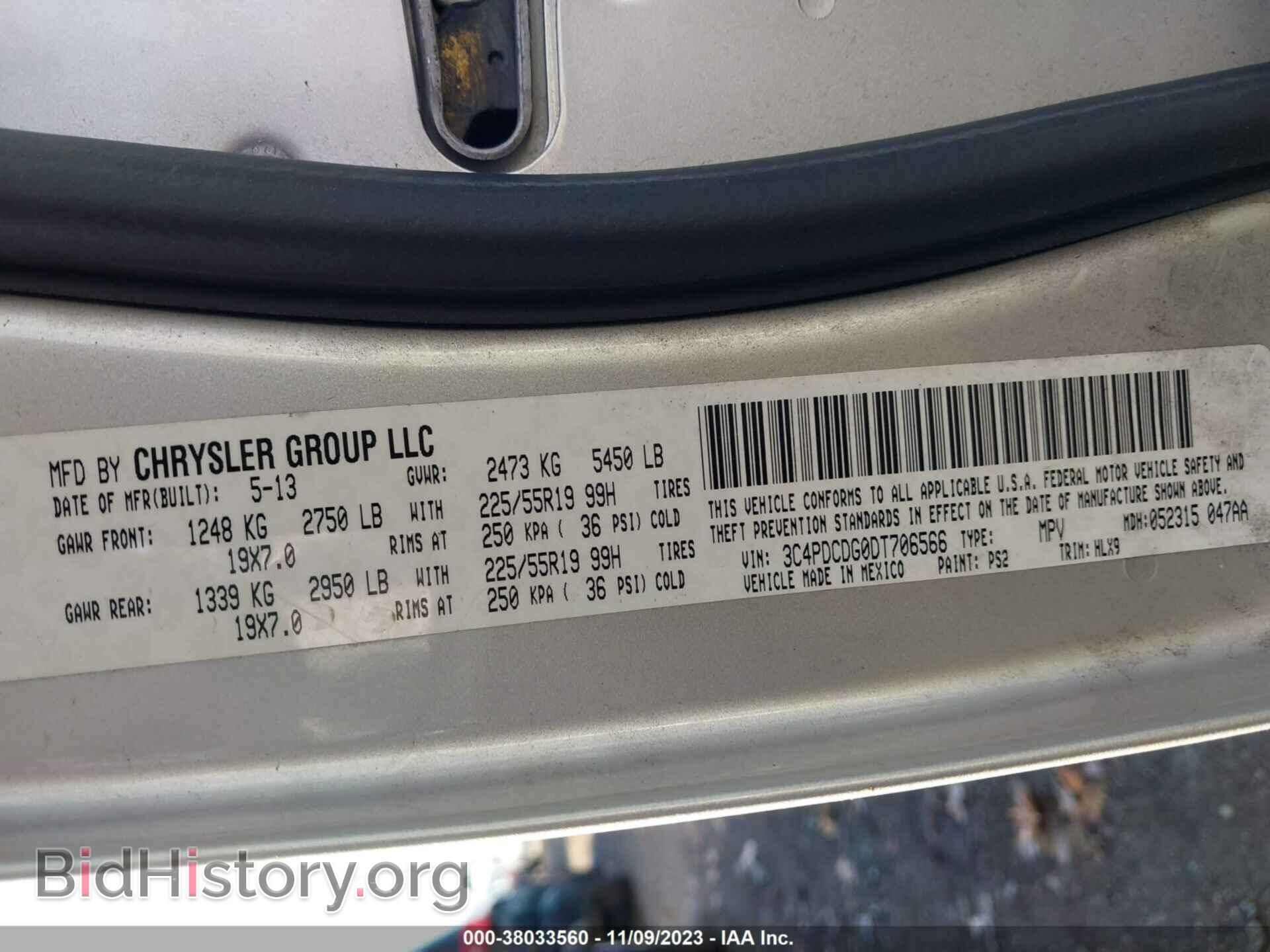 2013 DODGE JOURNEY - VIN: 3C4PDCDG0DT706566 - Фото 9