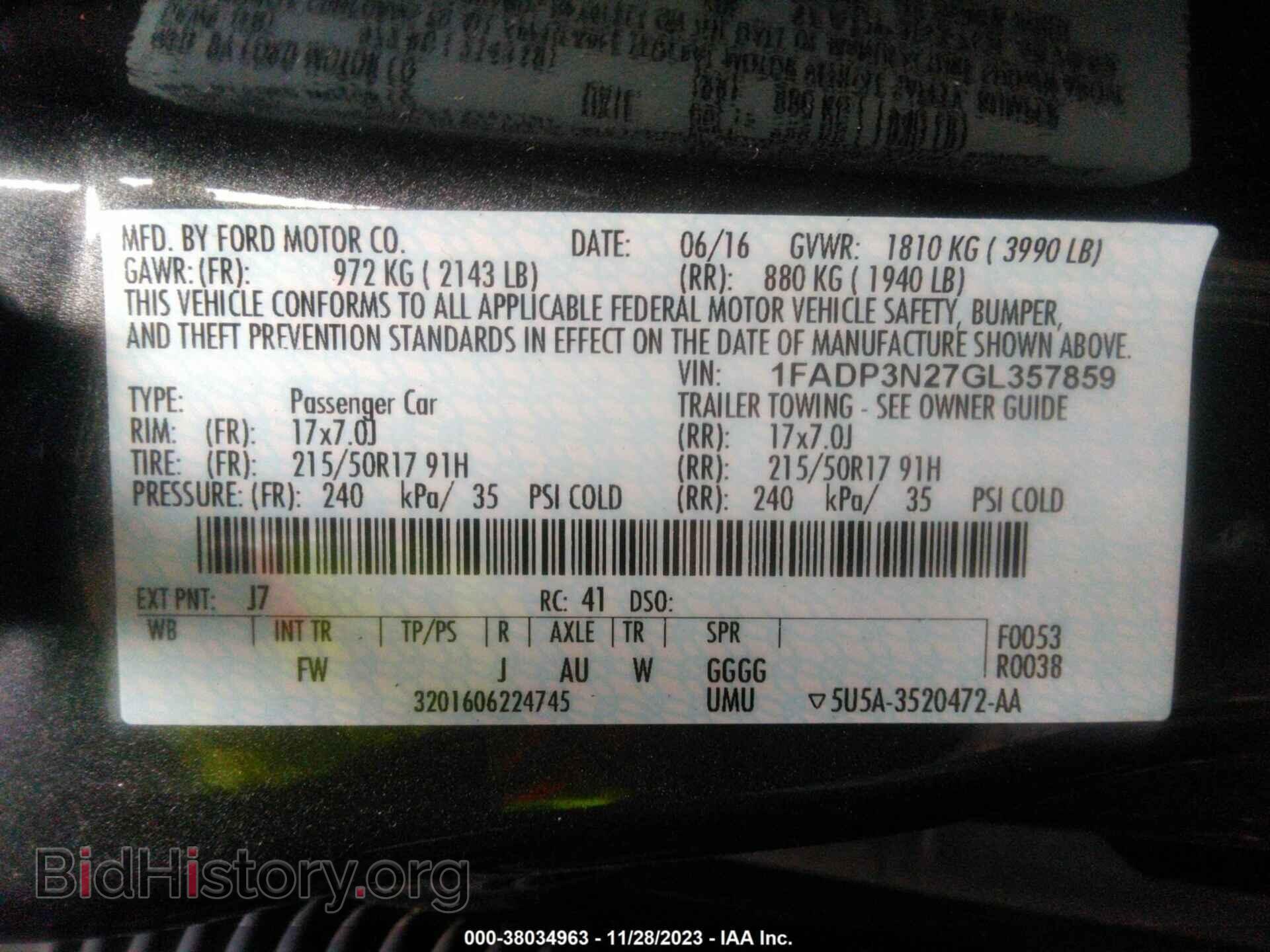 2016 FORD FOCUS - VIN: 1FADP3N27GL357859 - Фото 9