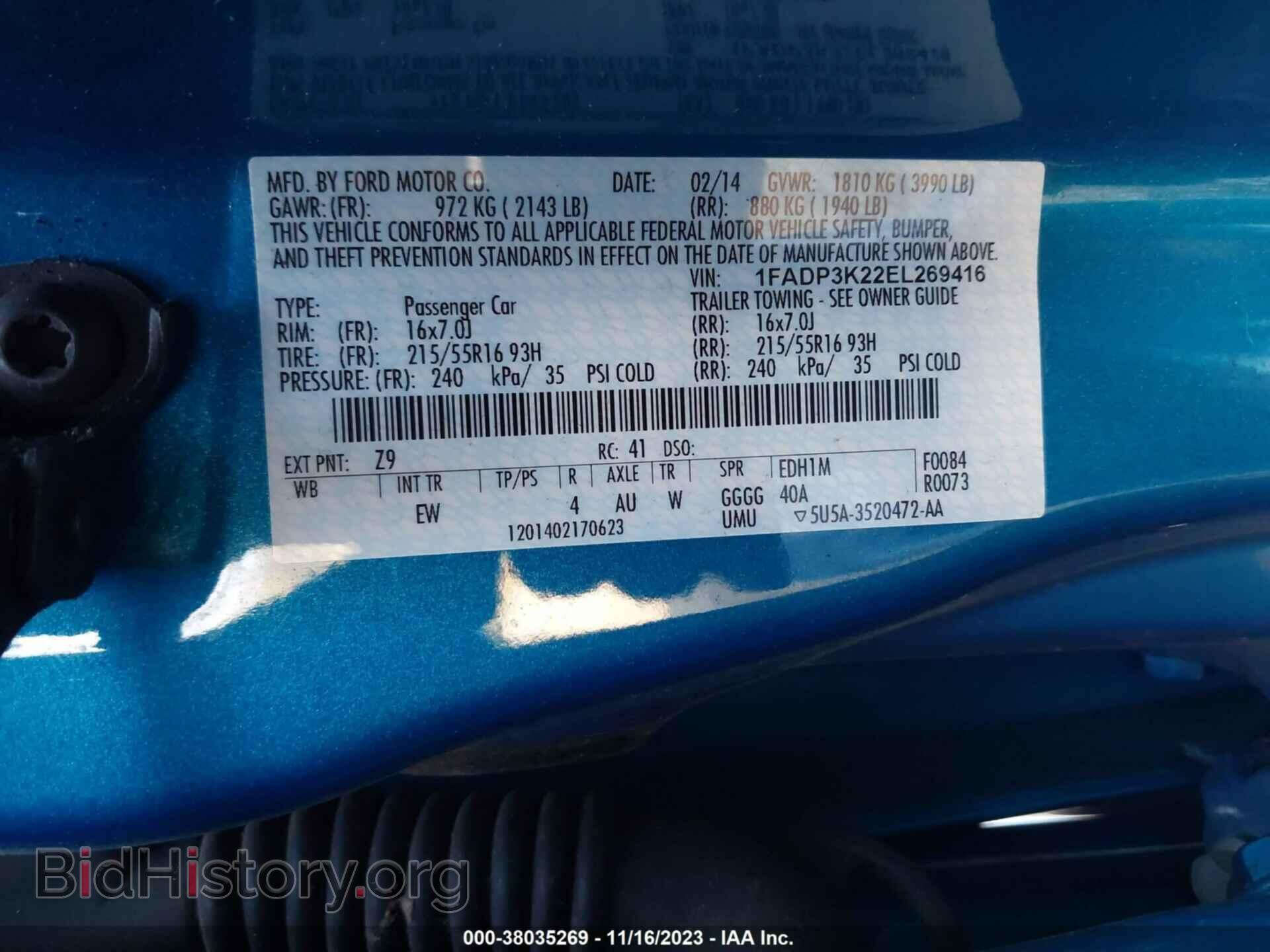 2014 FORD FOCUS - VIN: 1FADP3K22EL269416 - Фото 9