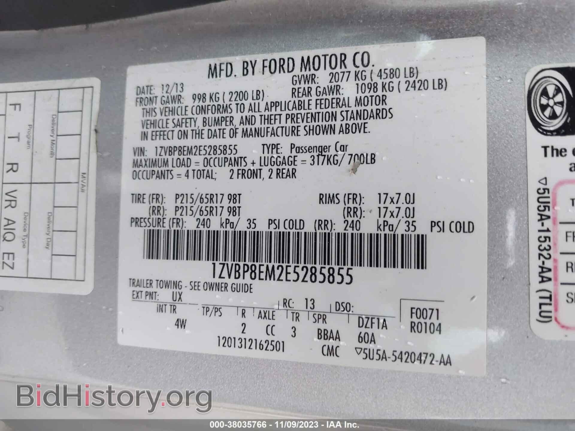 2014 FORD MUSTANG - VIN: 1ZVBP8EM2E5285855 - Фото 9