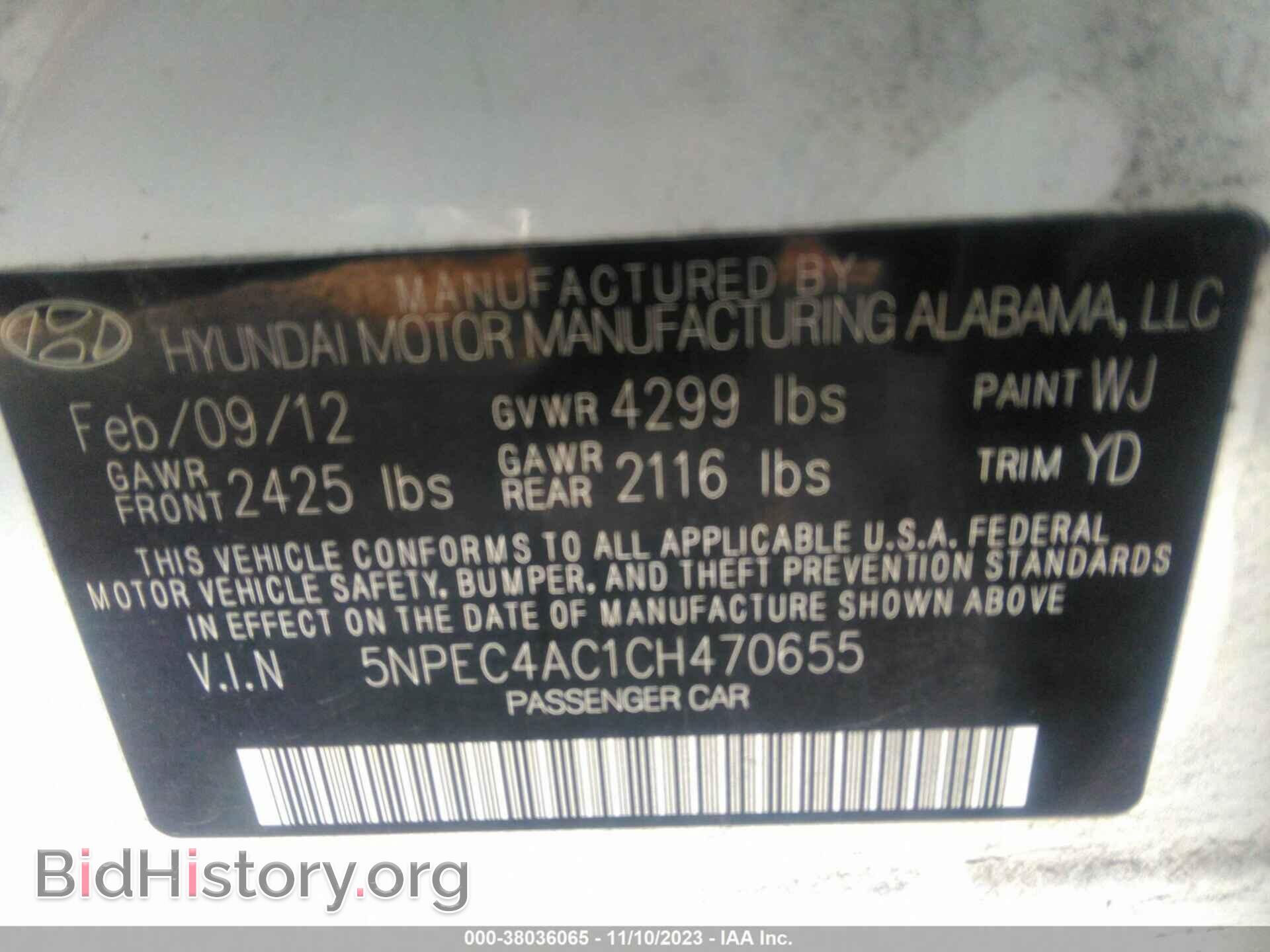 2012 HYUNDAI SONATA - VIN: 5NPEC4AC1CH470655 - Photo 9