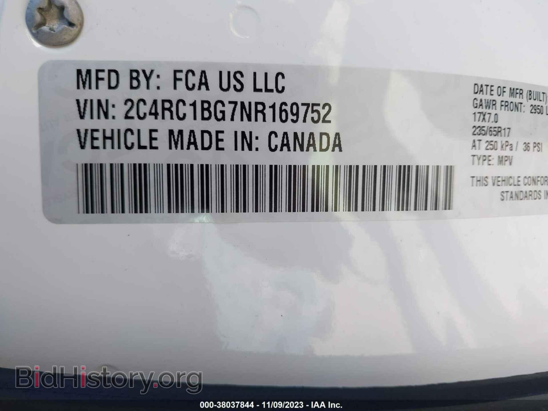 2022 CHRYSLER PACIFICA - VIN: 2C4RC1BG7NR169752 - Фото 9