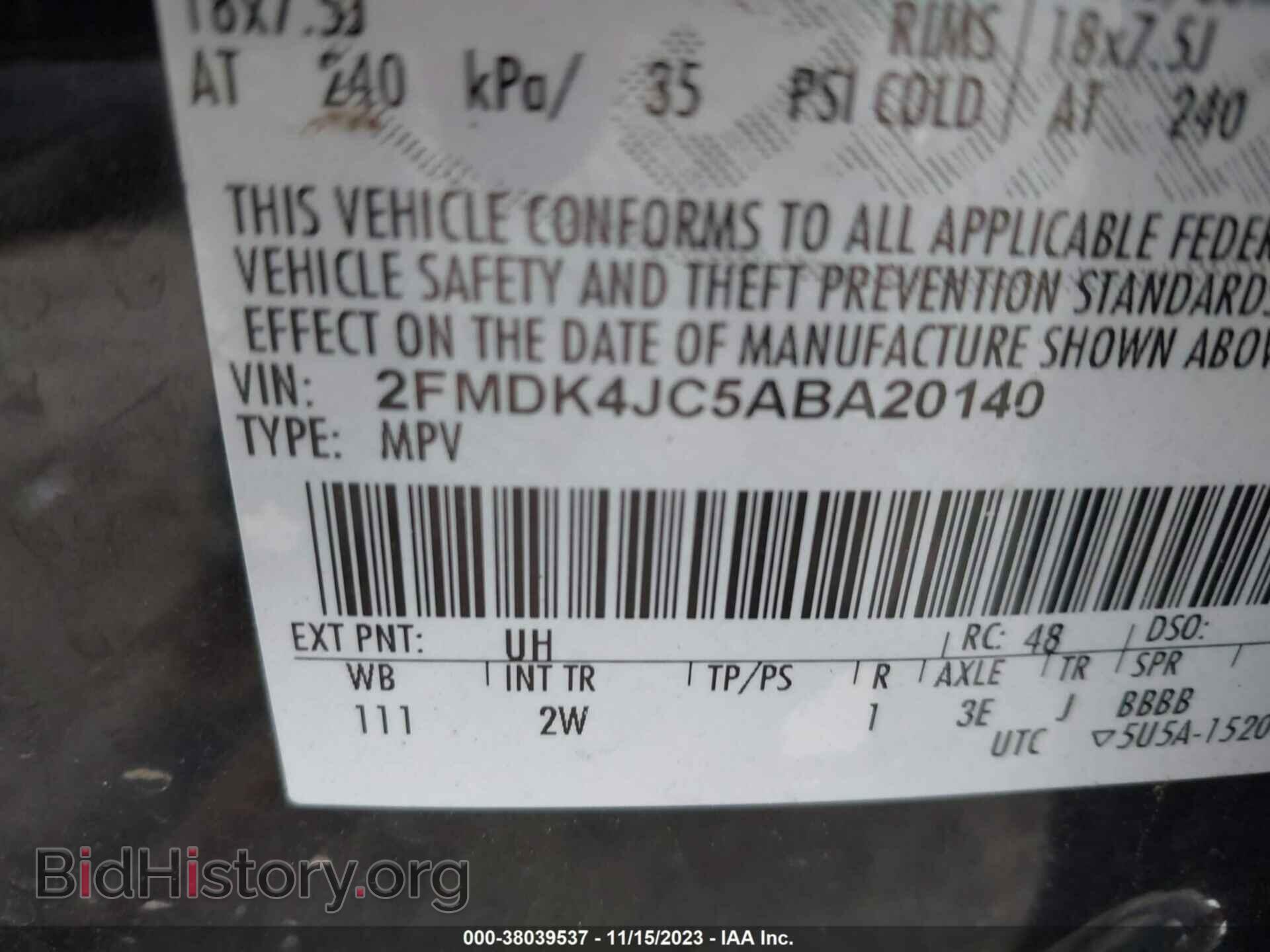 2010 FORD EDGE - VIN: 2FMDK4JC5ABA20140 - Фото 9