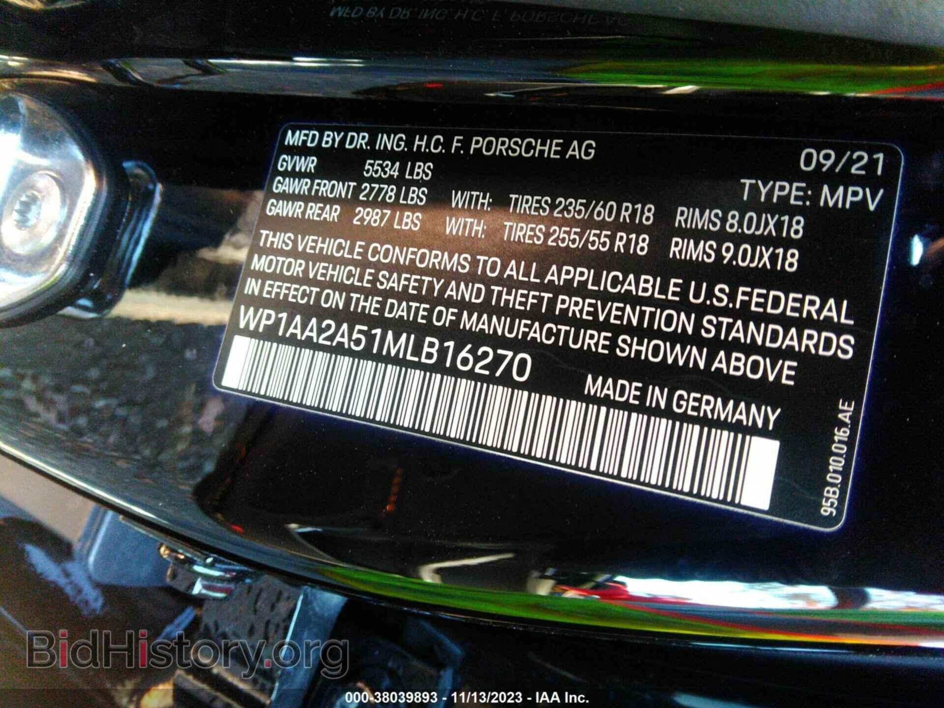 2021 PORSCHE MACAN - VIN: WP1AA2A51MLB16270 - Photo 9