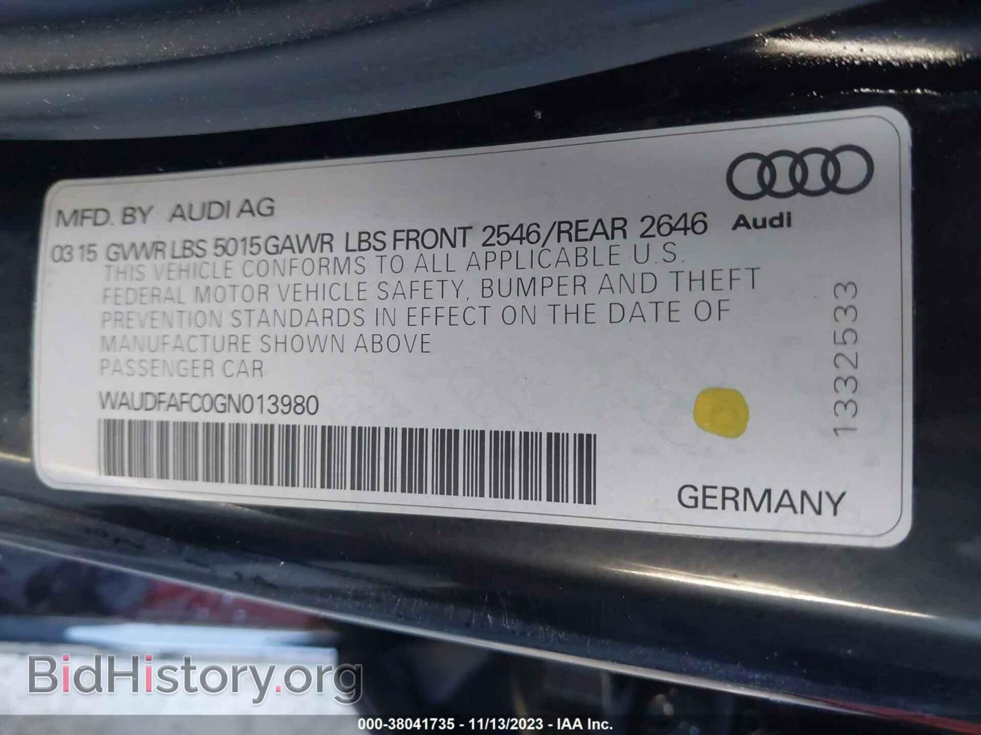 2016 AUDI A6 - VIN: WAUDFAFC0GN013980 - Фото 9