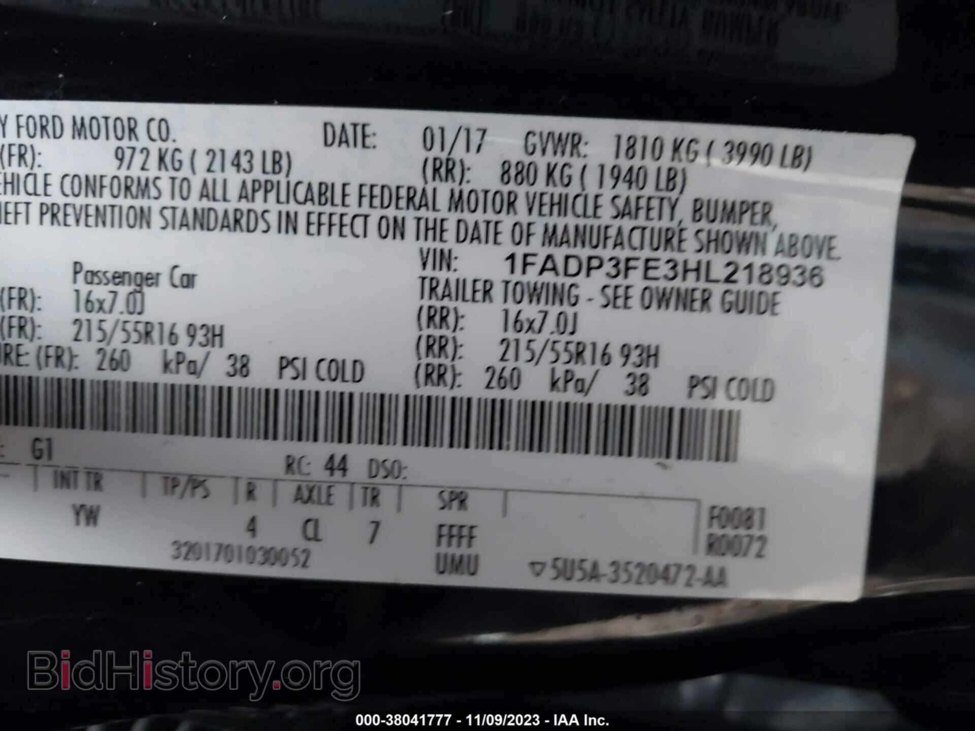 2017 FORD FOCUS - VIN: 1FADP3FE3HL218936 - Photo 9