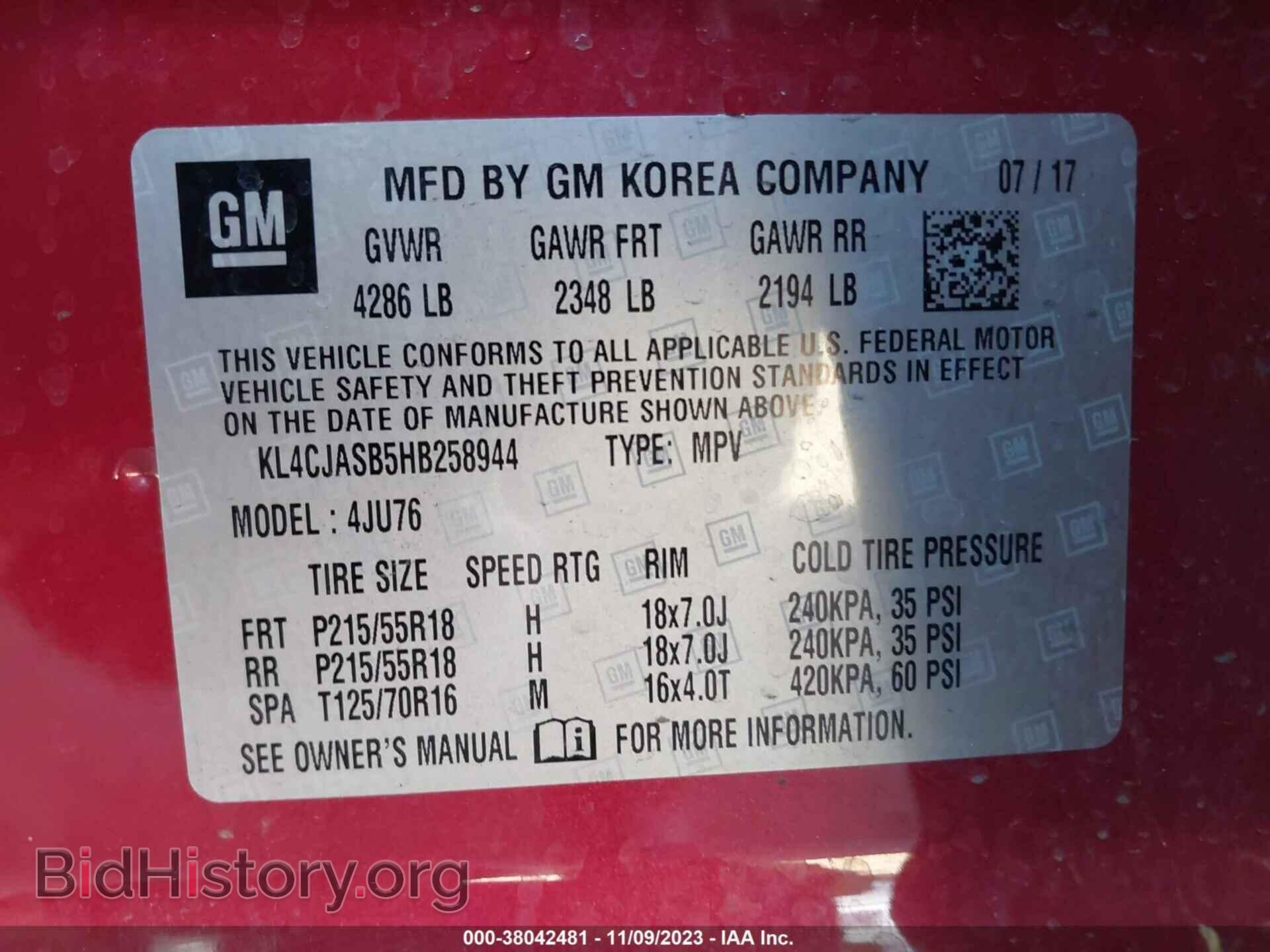 2017 BUICK ENCORE - VIN: KL4CJASB5HB258944 - Photo 9