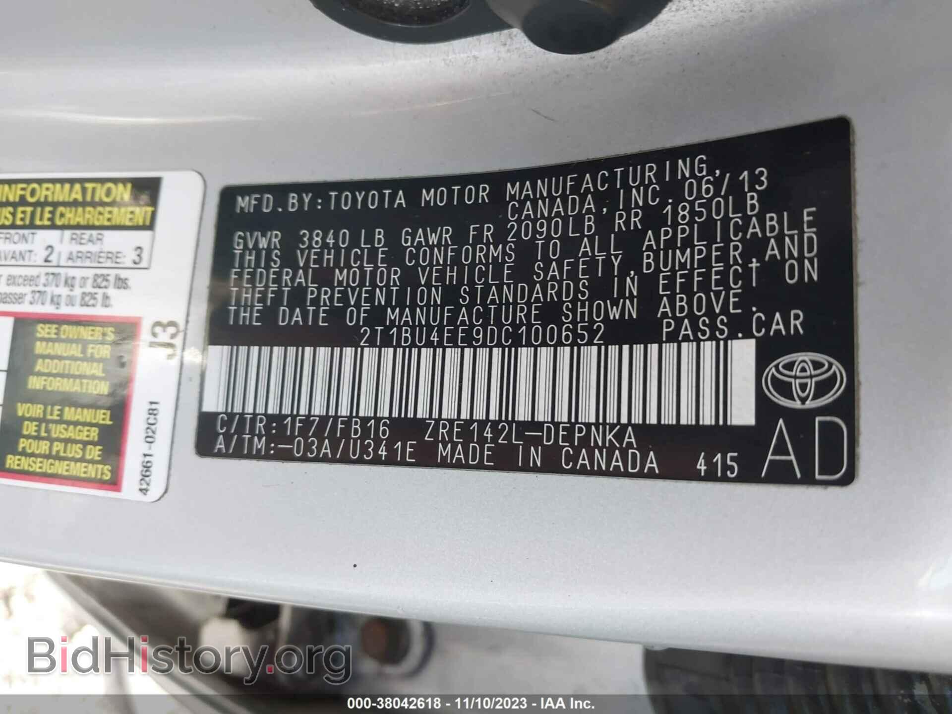 2013 TOYOTA COROLLA - VIN: 2T1BU4EE9DC100652 - Photo 9