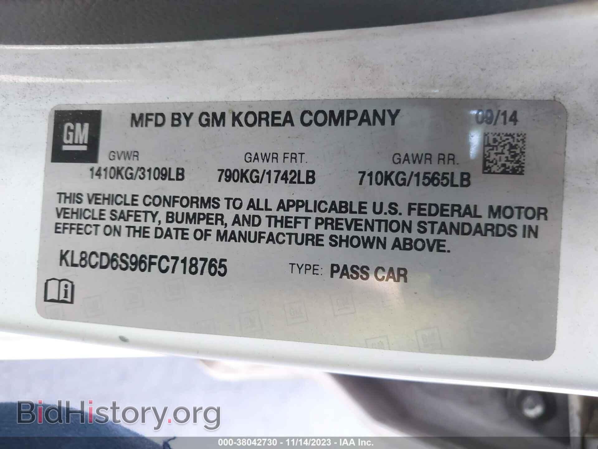 2015 CHEVROLET SPARK - VIN: KL8CD6S96FC718765 - Фото 9