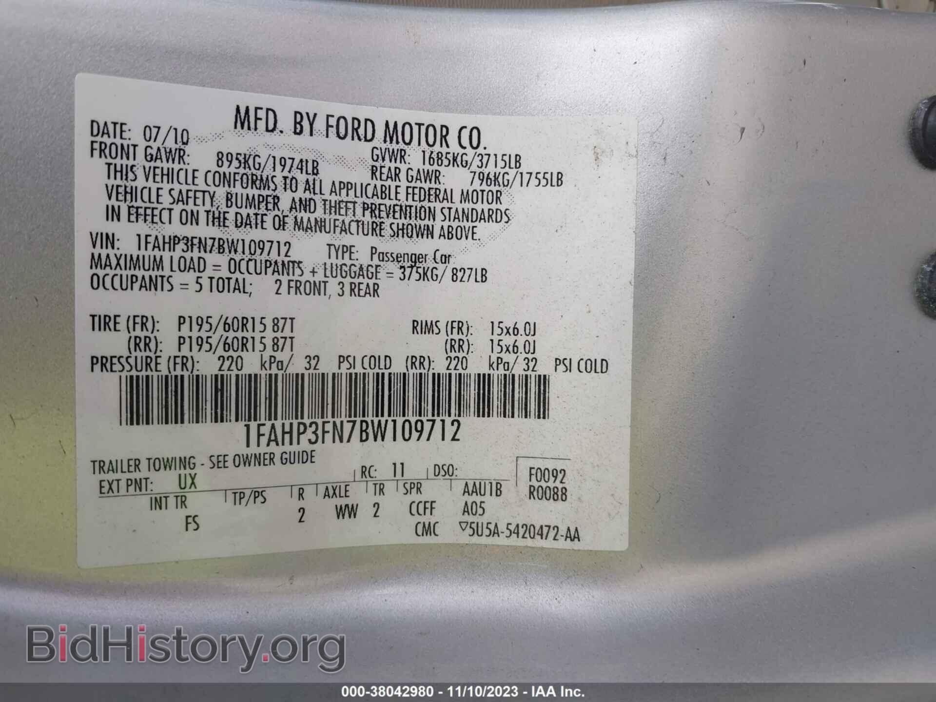 2011 FORD FOCUS - VIN: 1FAHP3FN7BW109712 - Photo 9