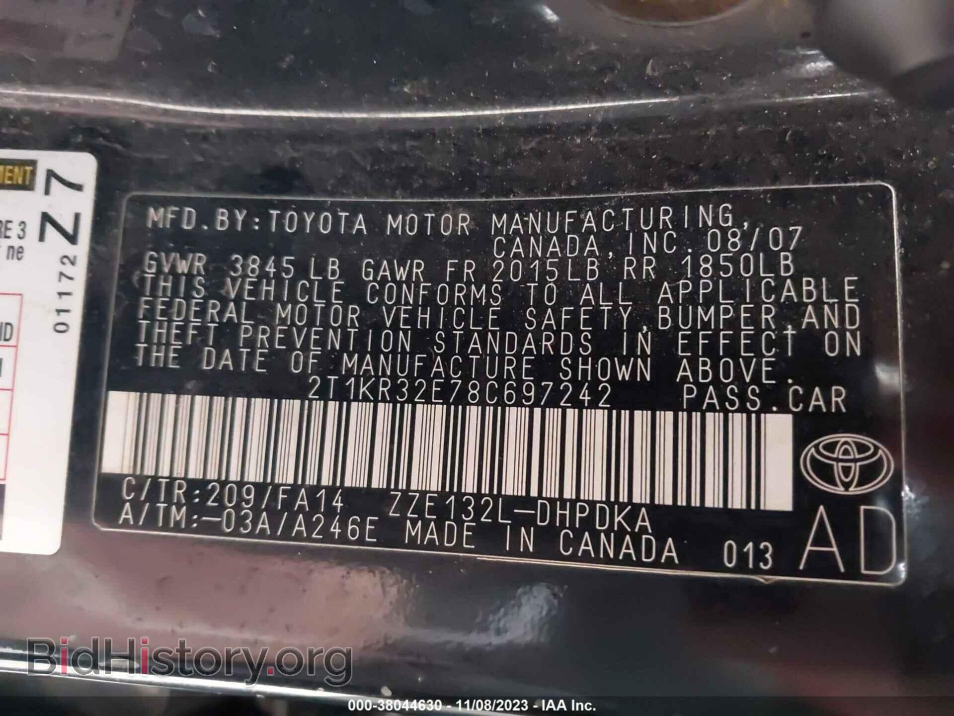2008 TOYOTA MATRIX - VIN: 2T1KR32E78C697242 - Фото 9