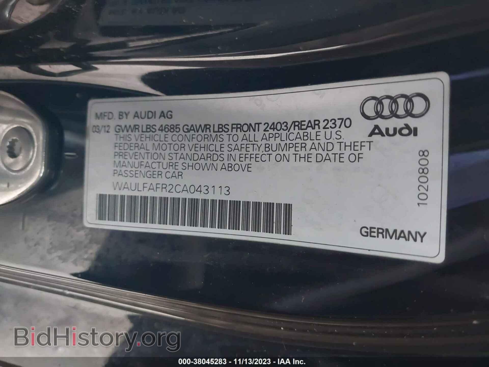 2012 AUDI A5 - VIN: WAULFAFR2CA043113 - Photo 9